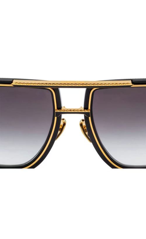 Balmain Soldier B-159A Sunglasses - Black & Gold Frame, Gradient Grey Lenses