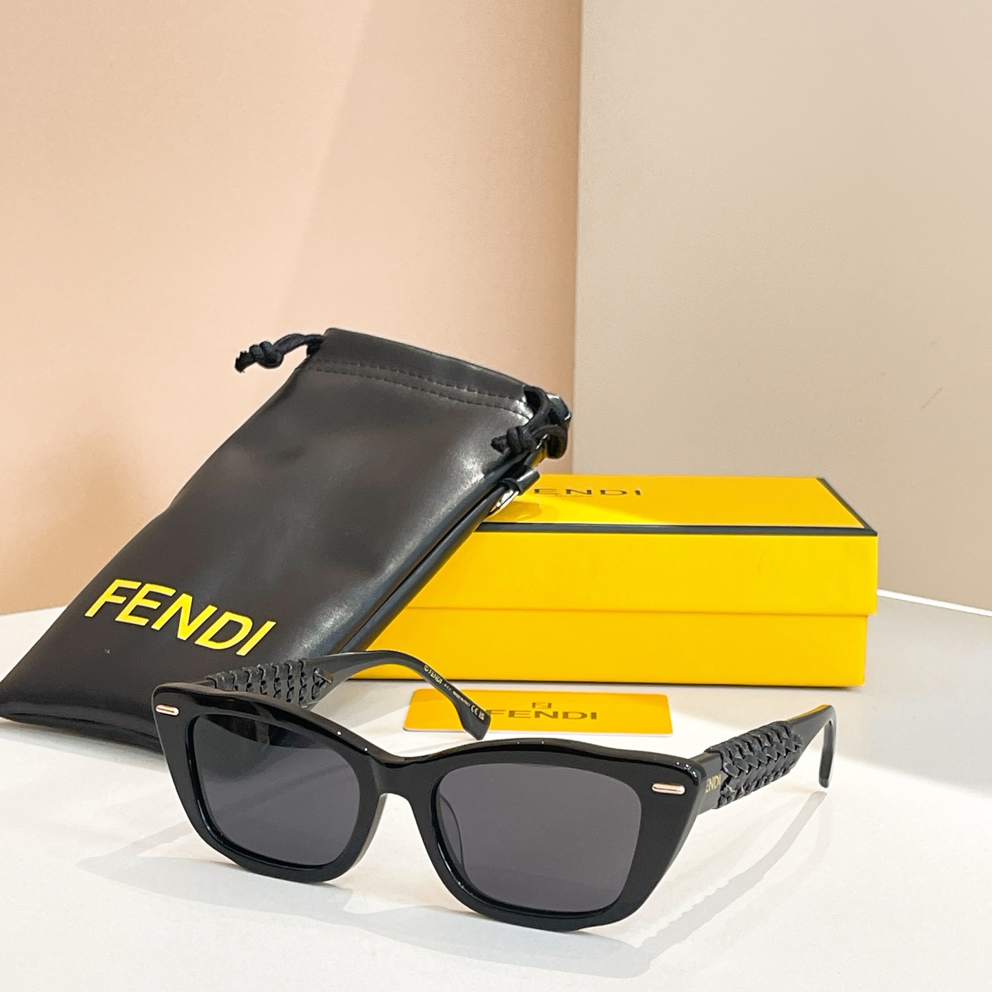 FENDI Sunglasses Acetate Black Square