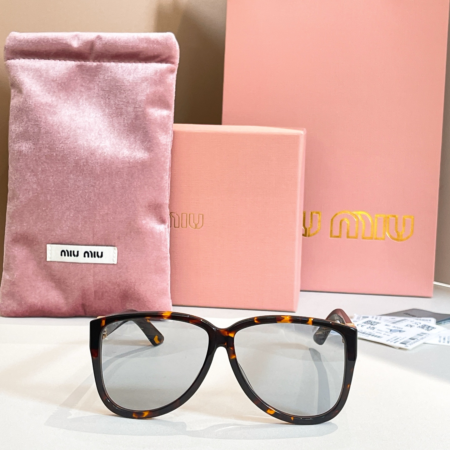 Miu Miu MU A08S Tortoise Shell Sunglasses, 61mm Lens, Stylish Eyewear