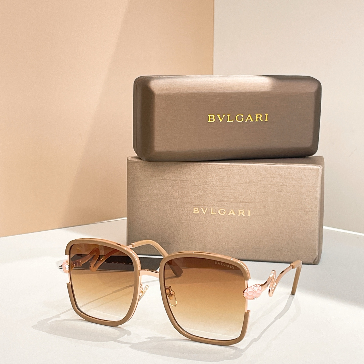 BVLGARI Sunglasses Metal Square Gradient Lenses