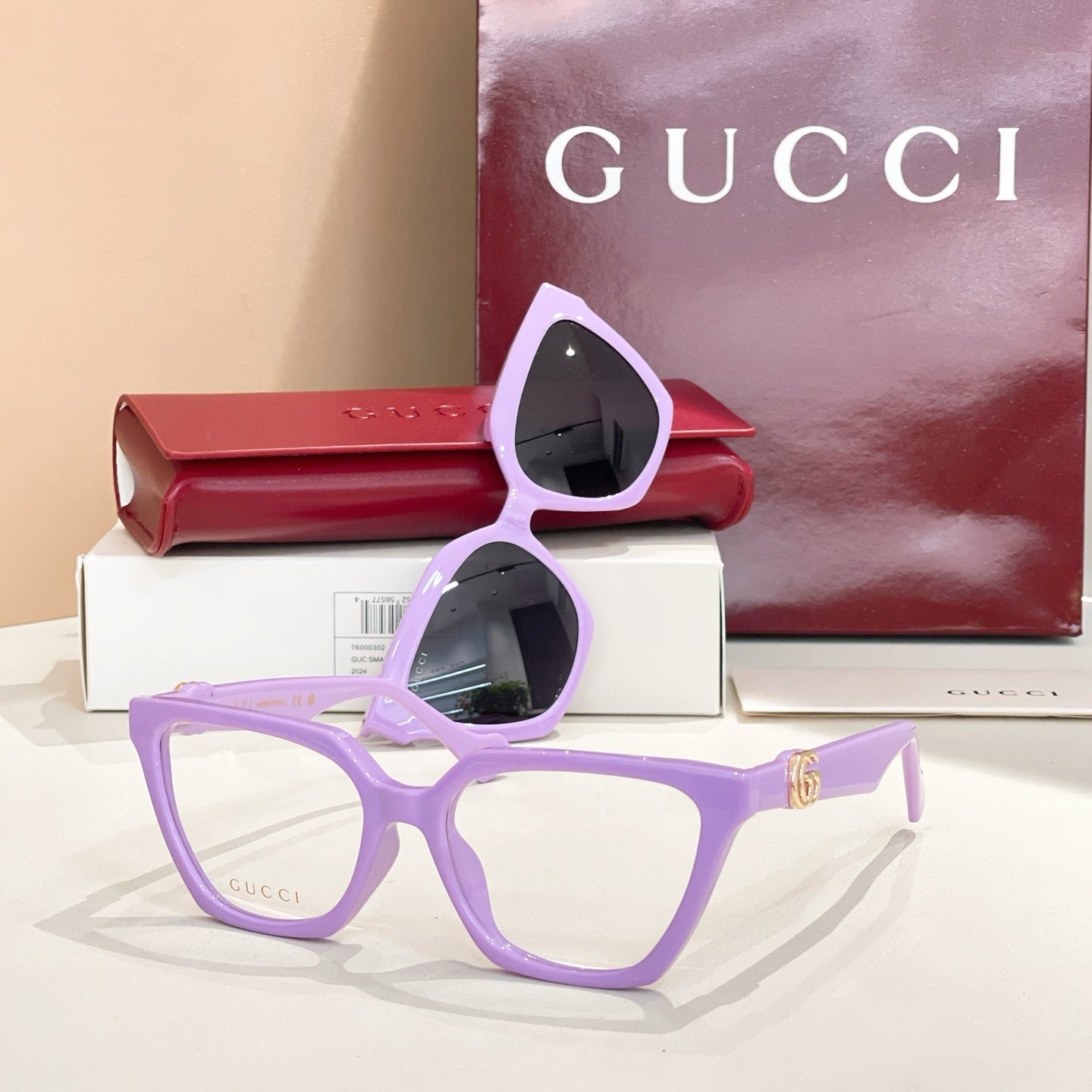 GUCC*🐝🐝🐝MODELGG1542S🐝🐝🐝SIZE 55口17-140🐝🐝🐝挂片款～～