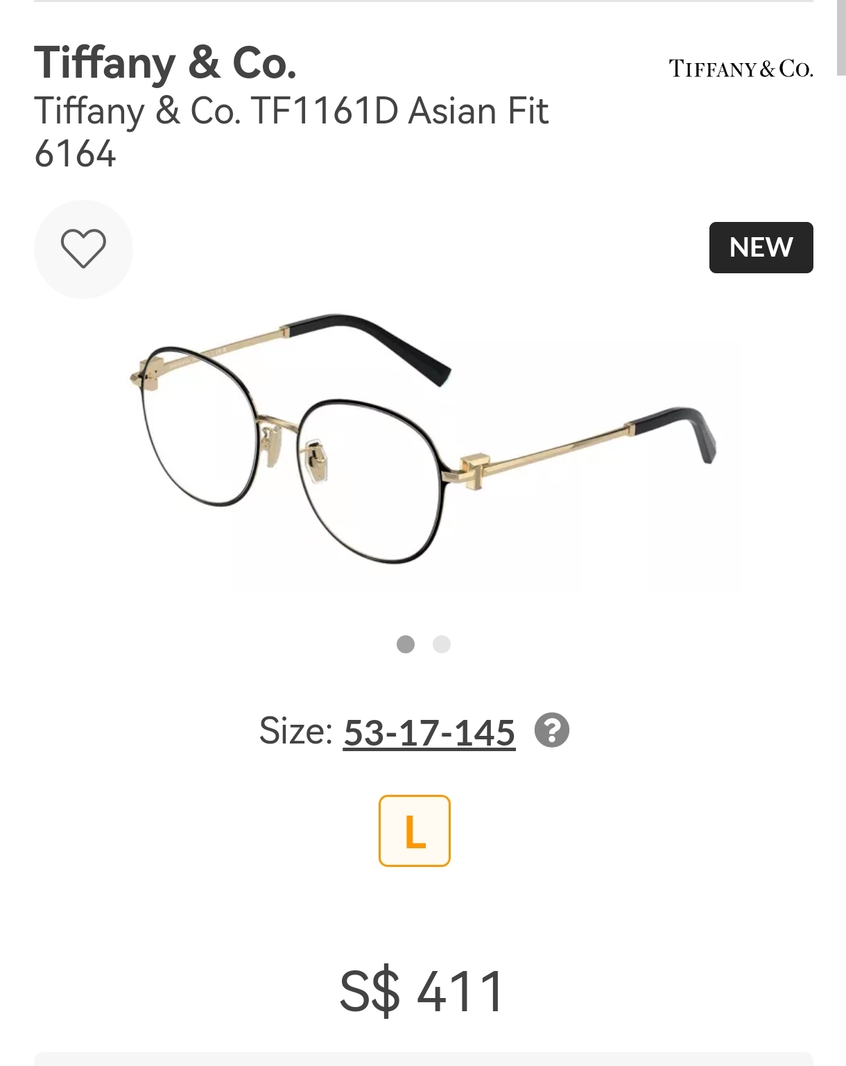 TIFFANY&Co.✨✨✨MODEL：TF1161D ✨✨✨ SIZE：51口18-145✨✨✨