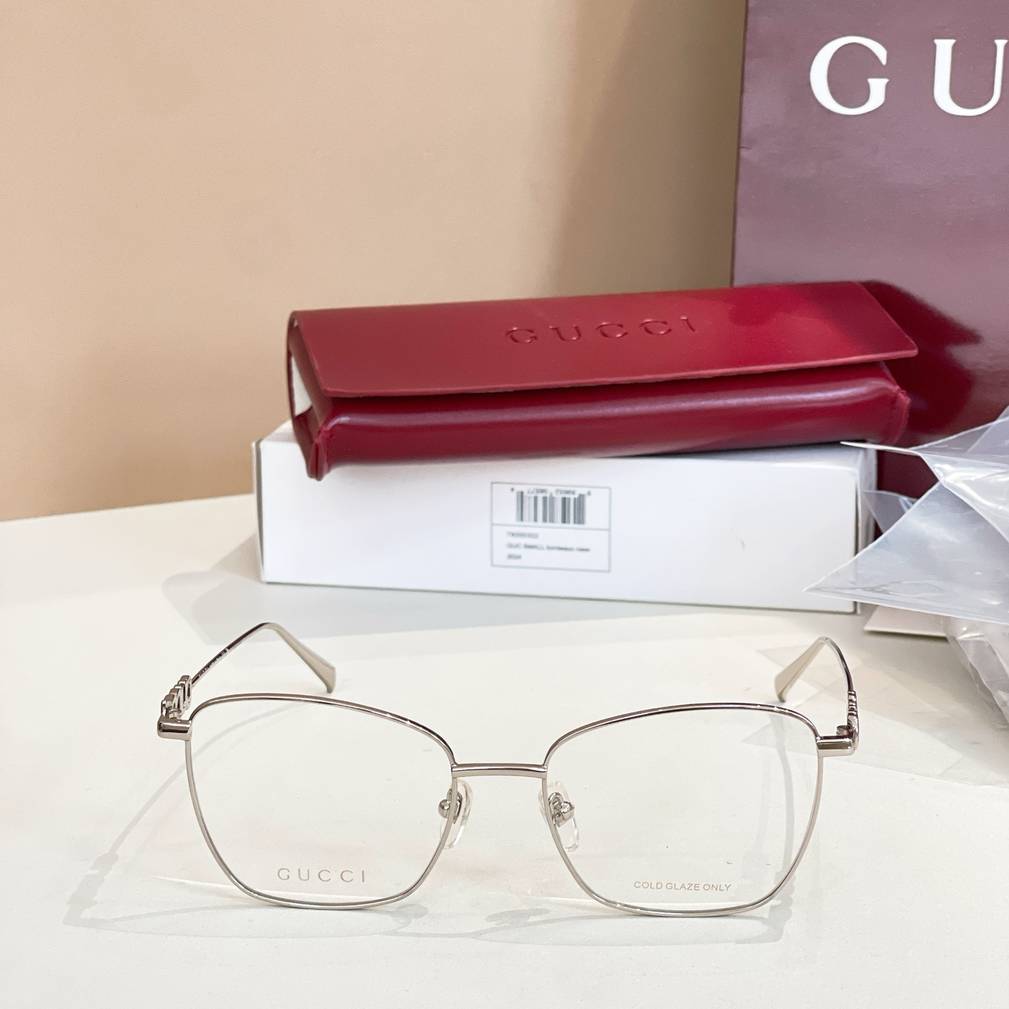 Gucci 1807O Silver Metal Frame Eyeglasses, Size 54-18-140, High Quality