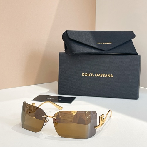 DOLCE & GABBANA DG2319 Rimless Sunglasses, Gold Frame with Brown Lenses 1 DOLCE & GABBANA DG2319 Rimless Sunglasses, Gold Frame with Brown Lenses