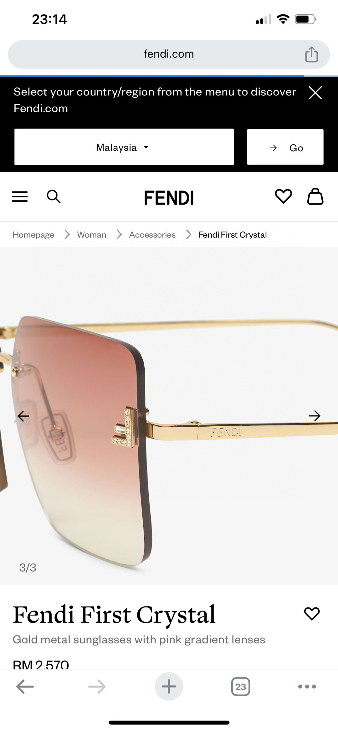 FEND*✨✨✨MODEL FE4082US✨✨✨SIZE59口15-135✨✨✨
