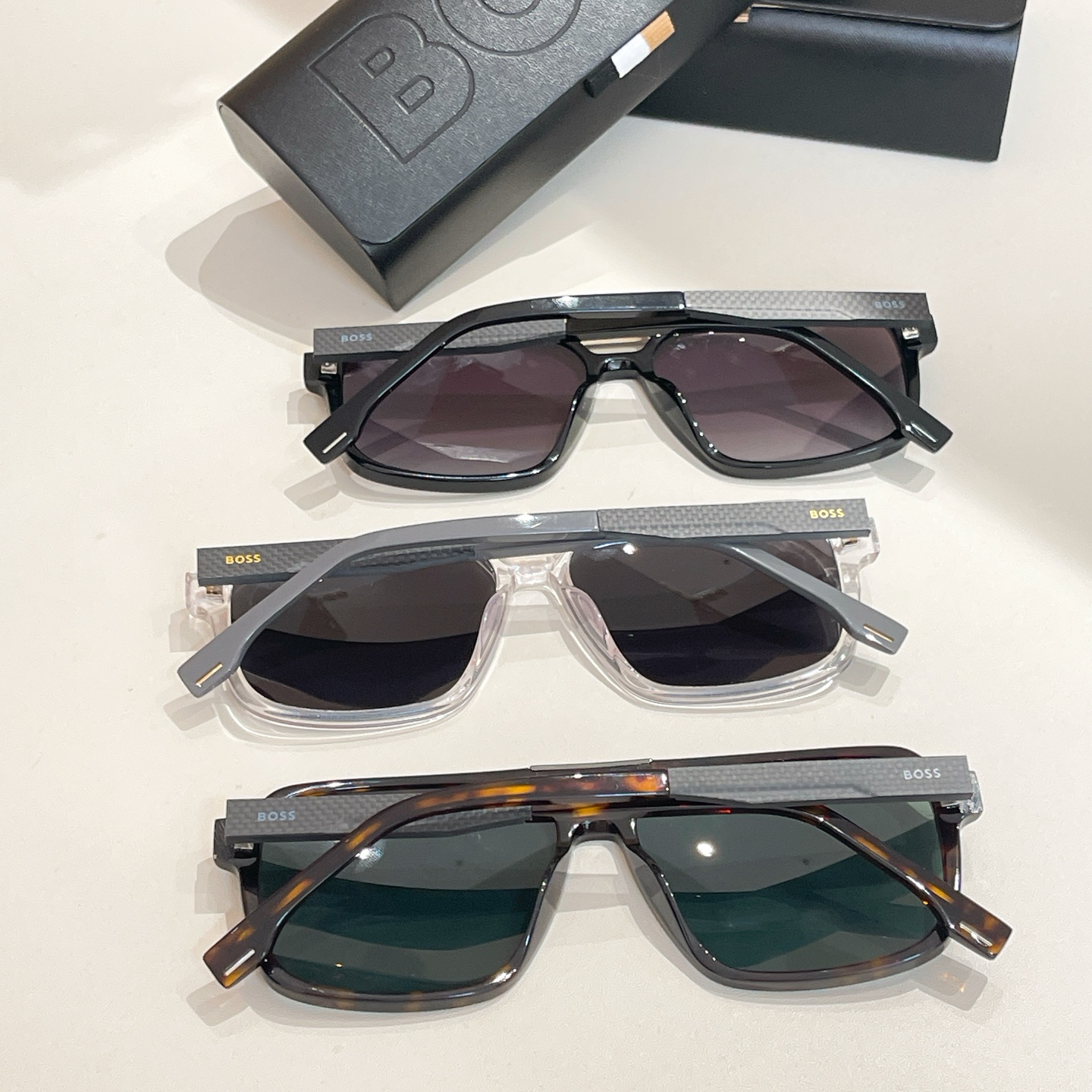 BOSS 1766 Transparent Gray Sunglasses, Square Frame, Grey Lens, 59mm 9 i1755948616247 3082 0 8