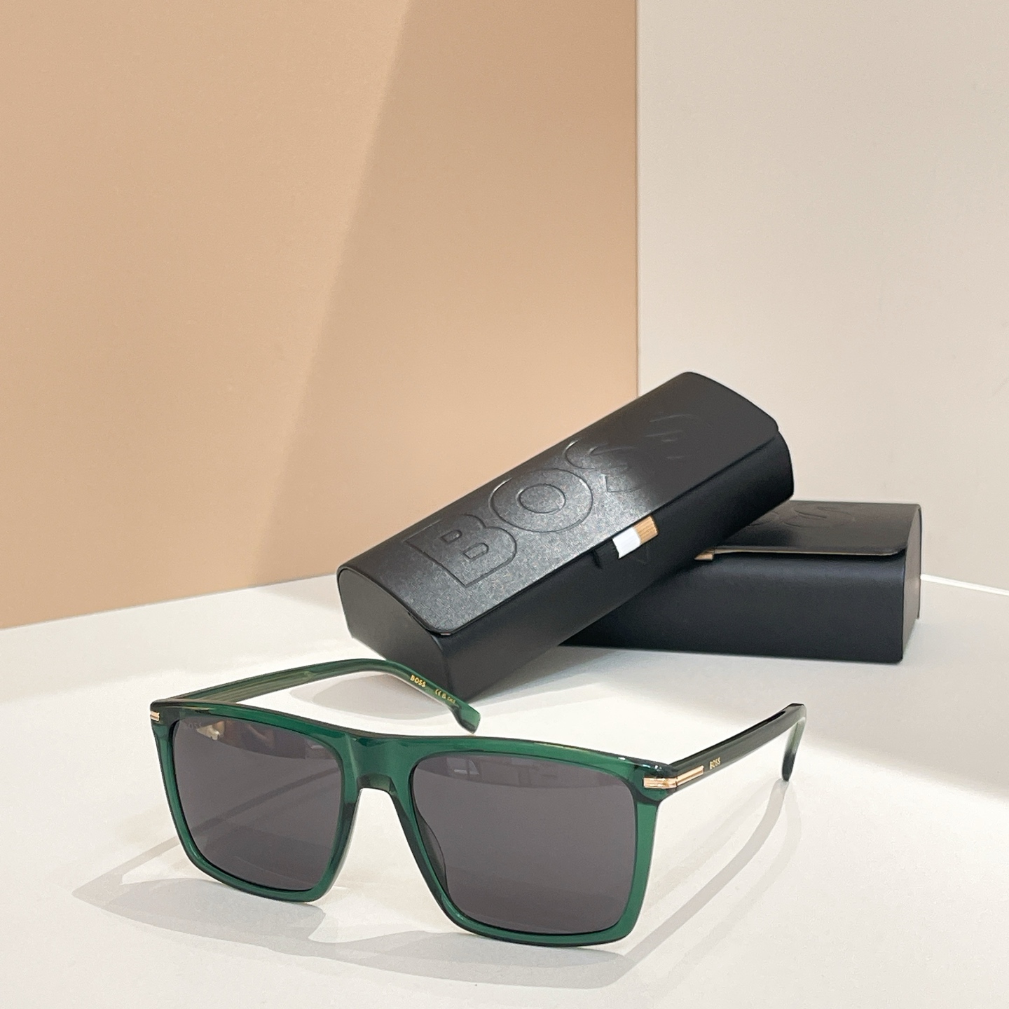 BOSS 1750 Rectangular Sunglasses - Havana Frame with Green Lenses, Size 145 4 i1755948697144 8287 0 3