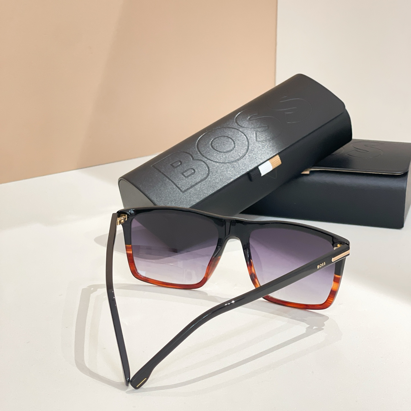 BOSS 1750 Rectangular Sunglasses - Havana Frame with Green Lenses, Size 145 7 i1755948697150 5415 0 5