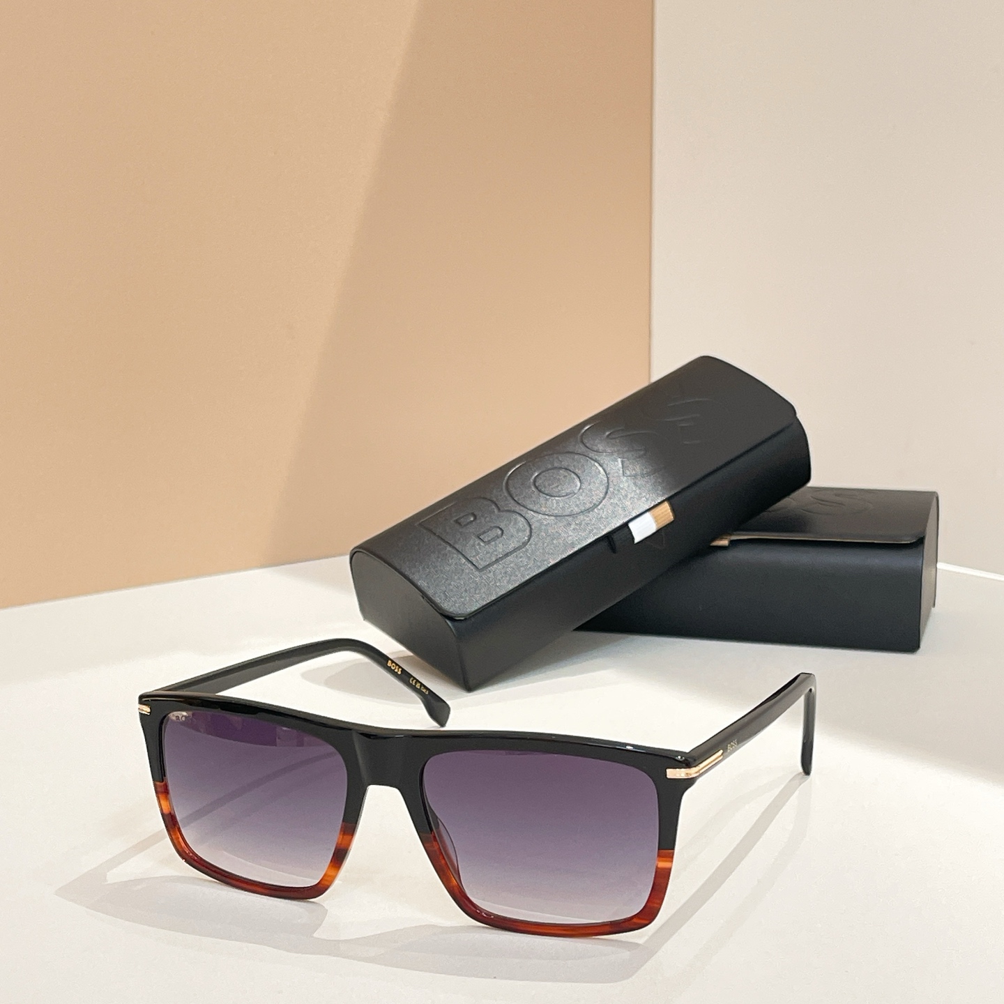 BOSS 1750 Rectangular Sunglasses - Havana Frame with Green Lenses, Size 145 3 i1755948697154 1452 0 2