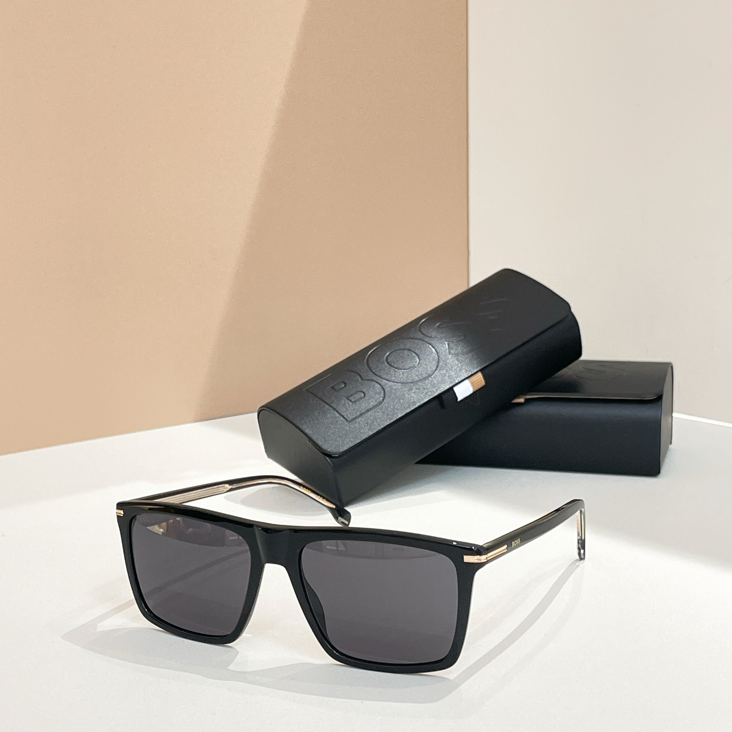 BOSS 1750 Rectangular Sunglasses - Havana Frame with Green Lenses, Size 145 2 i1755948698931 9402 0 1