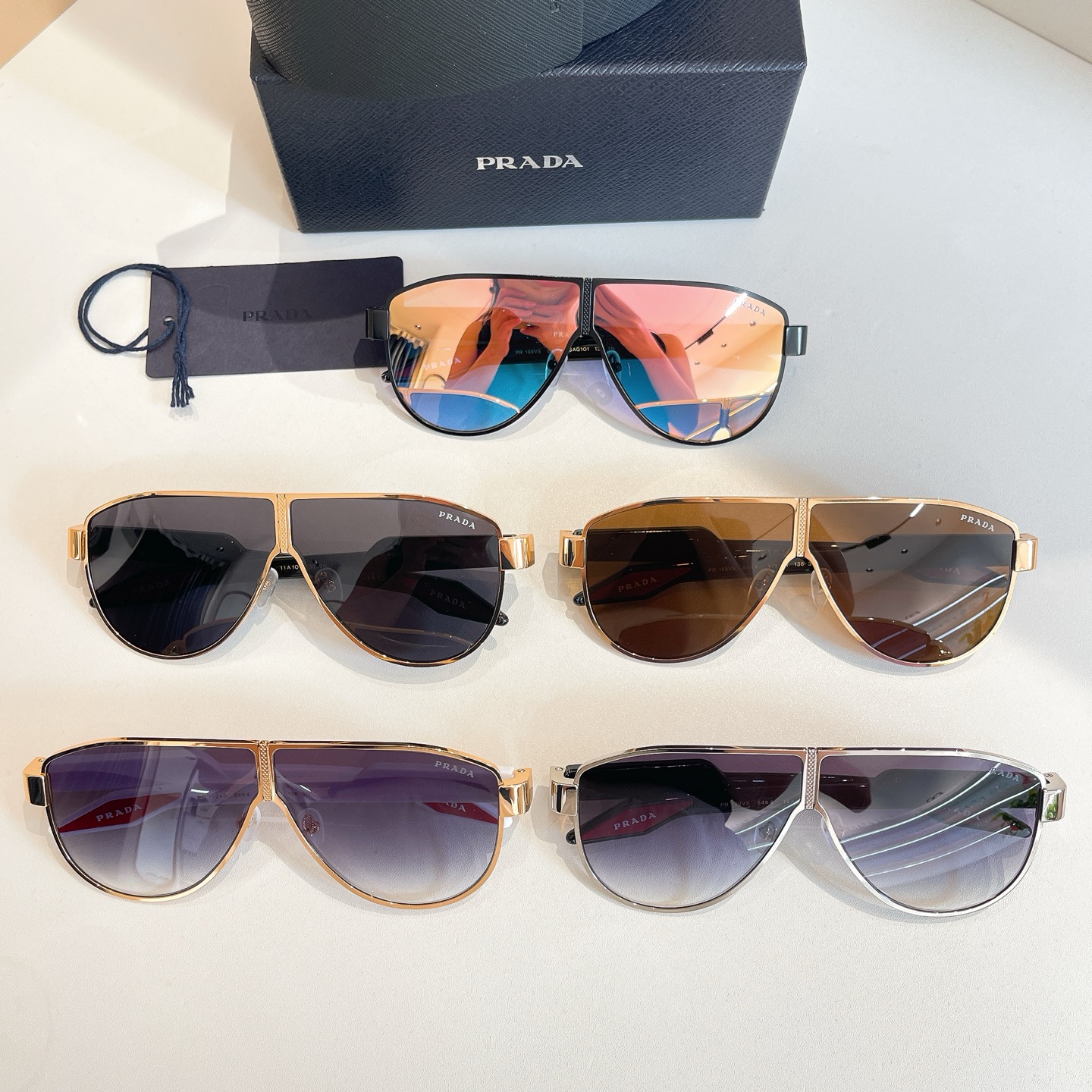 Prada PV 169VS Aviator Sunglasses Silver Frame Gray Gradient Lens 64mm 9 i1756007759527 2607 0 7