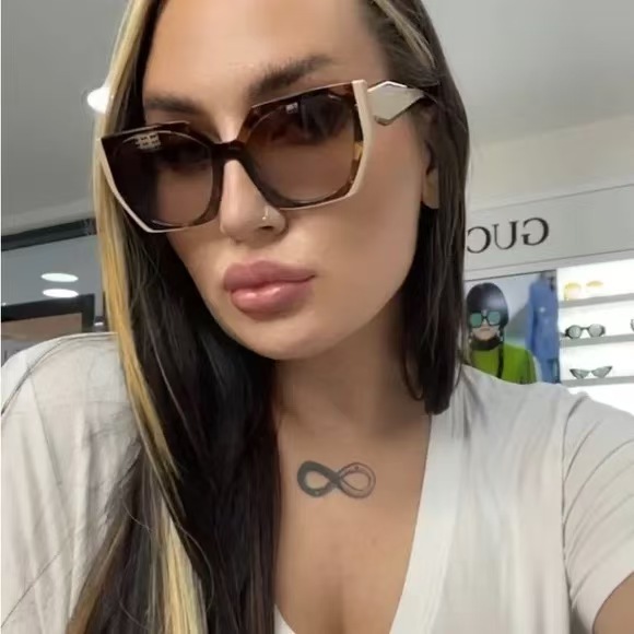 Prada SPR15W Designer Sunglasses | Square Frame with Gradient Brown Lenses 7 i1756009747451 7055 0 6