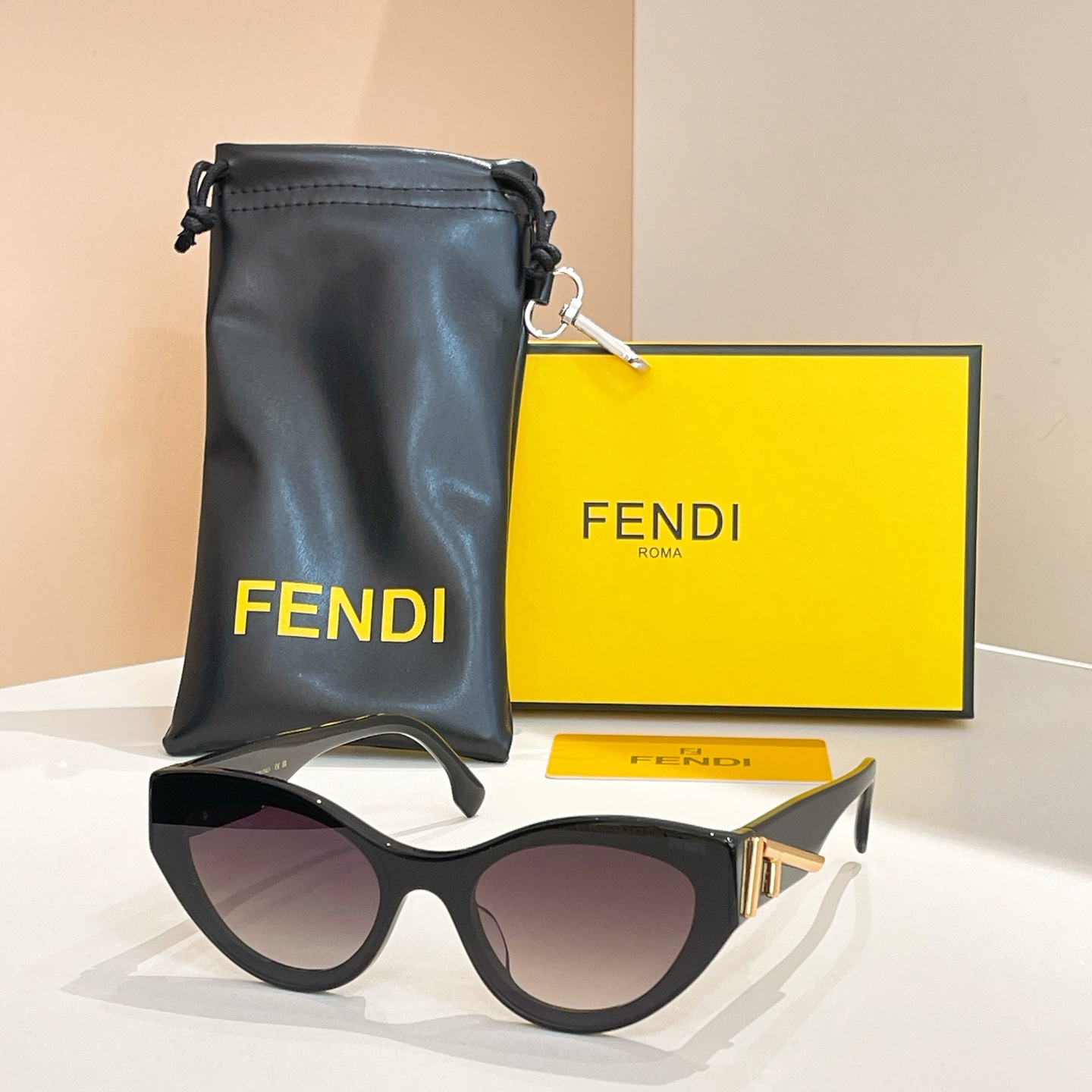 Fendi FE0A055V Cat-Eye Sunglasses, Brown Frame, Stylish Shades, 63mm Lens 5 i1756032552793 4937 0 3