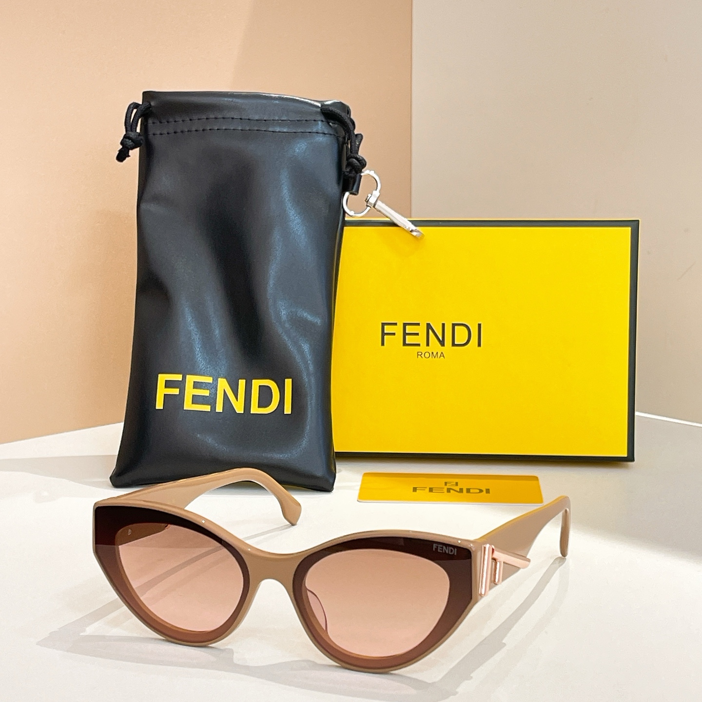 Fendi FE0A055V Cat-Eye Sunglasses, Brown Frame, Stylish Shades, 63mm Lens 2 i1756032552793 6819 0 0
