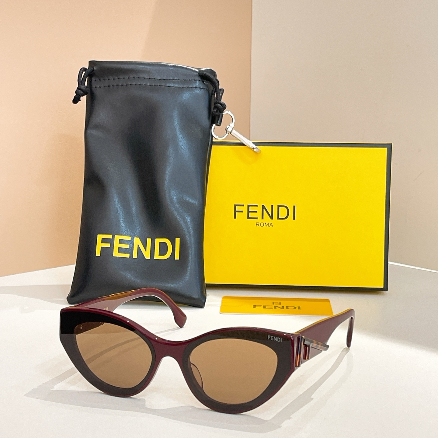 Fendi FE0A055V Cat-Eye Sunglasses, Brown Frame, Stylish Shades, 63mm Lens 6 i1756032557074 2280 0 4