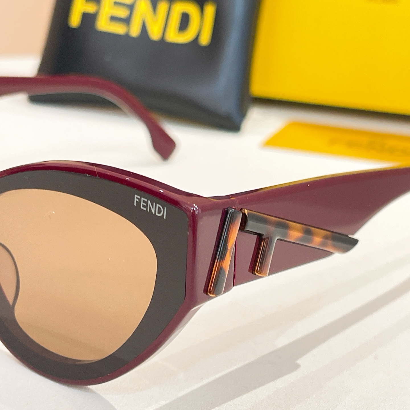 Fendi FE0A055V Cat-Eye Sunglasses, Brown Frame, Stylish Shades, 63mm Lens 8 i1756032566771 7073 0 6