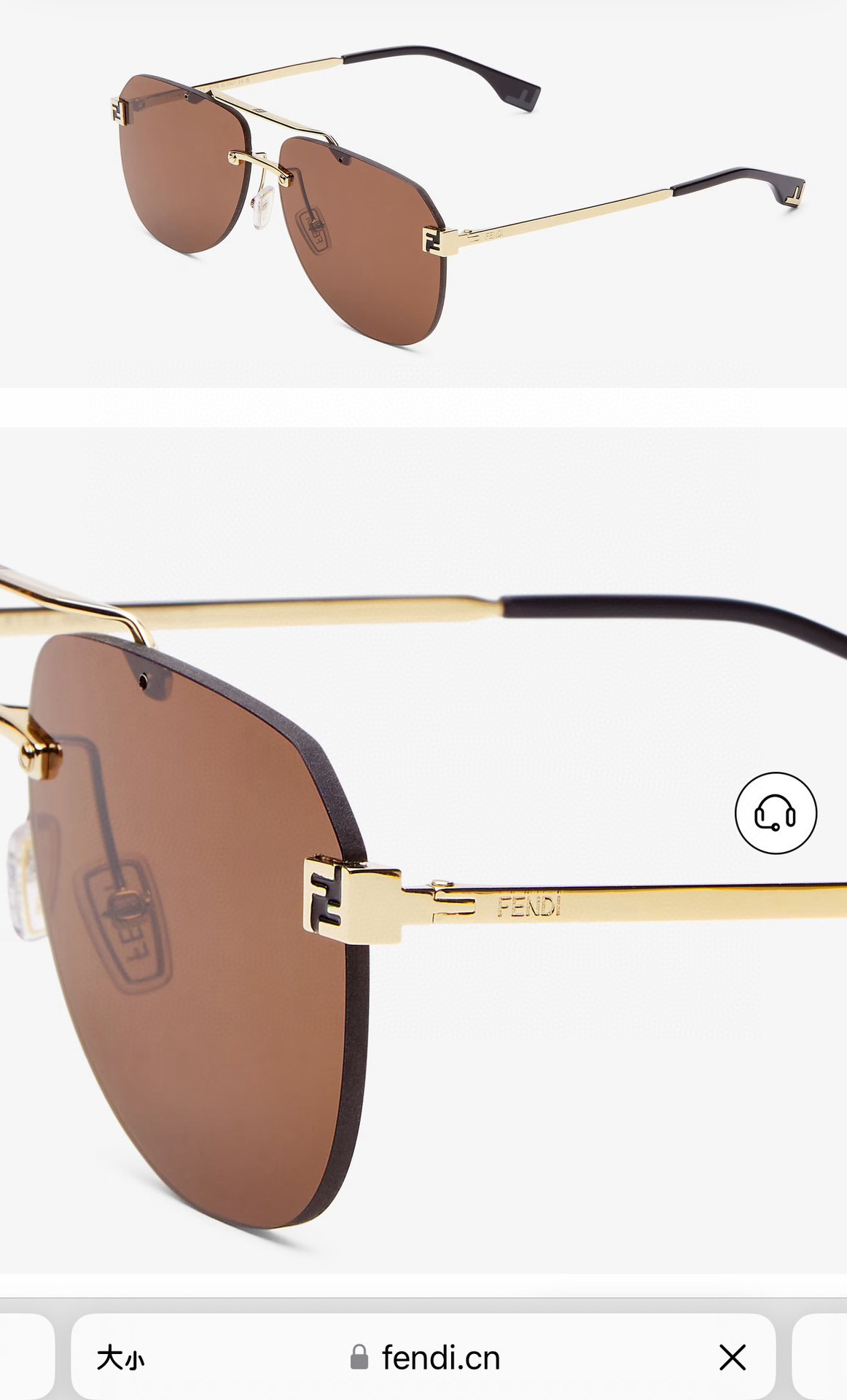 Fendi FE40115U Aviator Sunglasses Gold Frame with FF Logo Brown Lenses 9 i1756109383284 5438 0 8