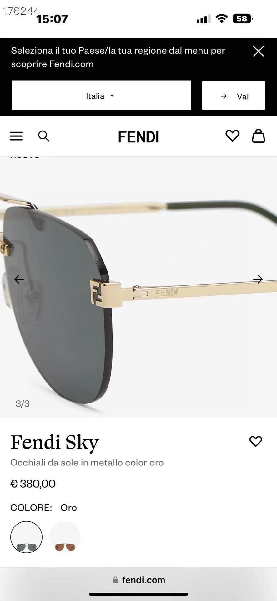 Fendi FE40115U Aviator Sunglasses Gold Frame with FF Logo Brown Lenses 6 i1756109383285 1550 0 5