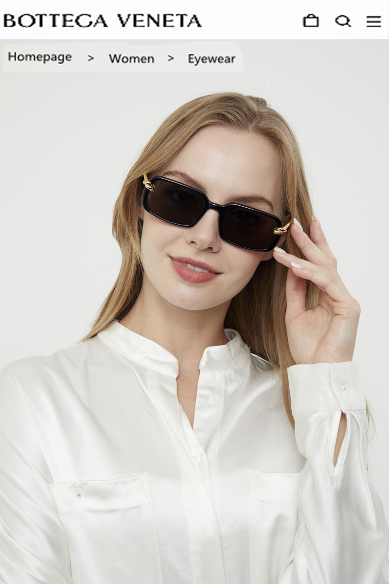 Bottega Veneta BV1419S Black Rectangular Sunglasses with Gold Detail 2 i1756192140041 413 0 0