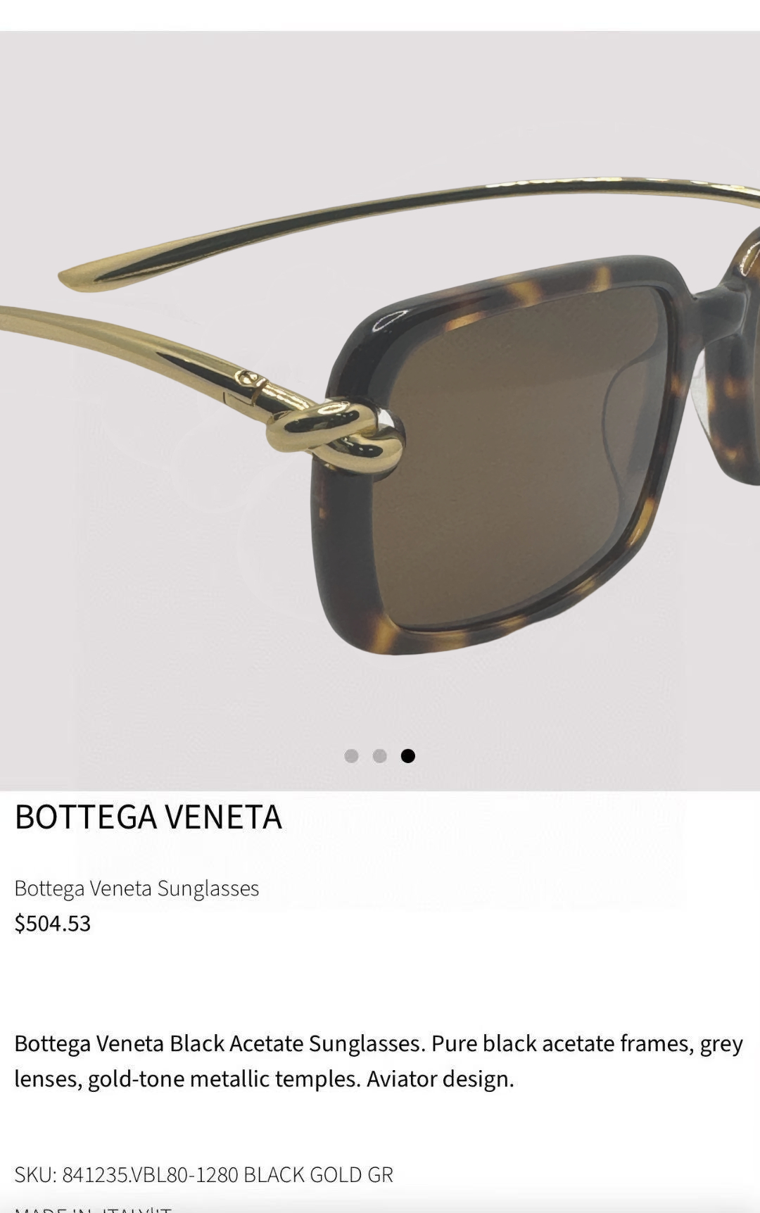 Bottega Veneta BV1419S Black Rectangular Sunglasses with Gold Detail 6 i1756192140043 9918 0 4