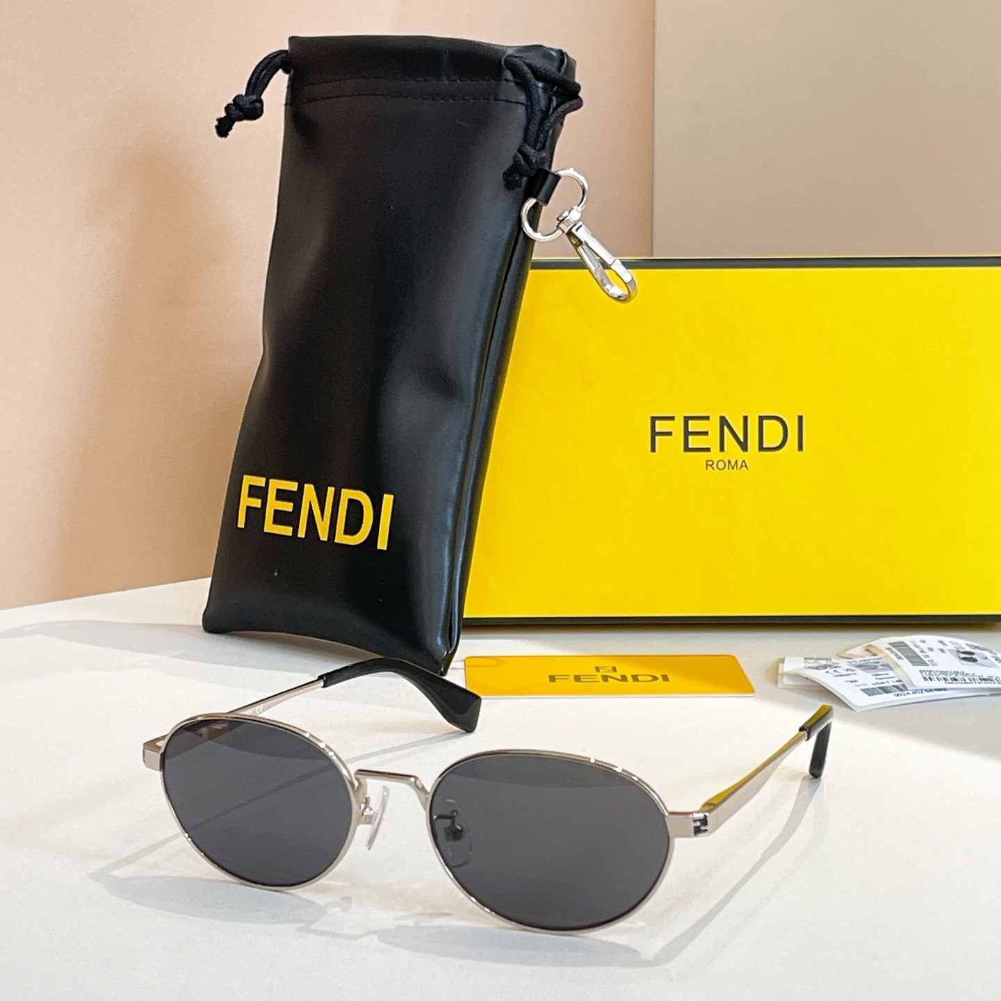 Fendi FE40196U Gold Frame Oval Sunglasses with Grey Gradient Lenses 5 i1756193112132 9706 0 4