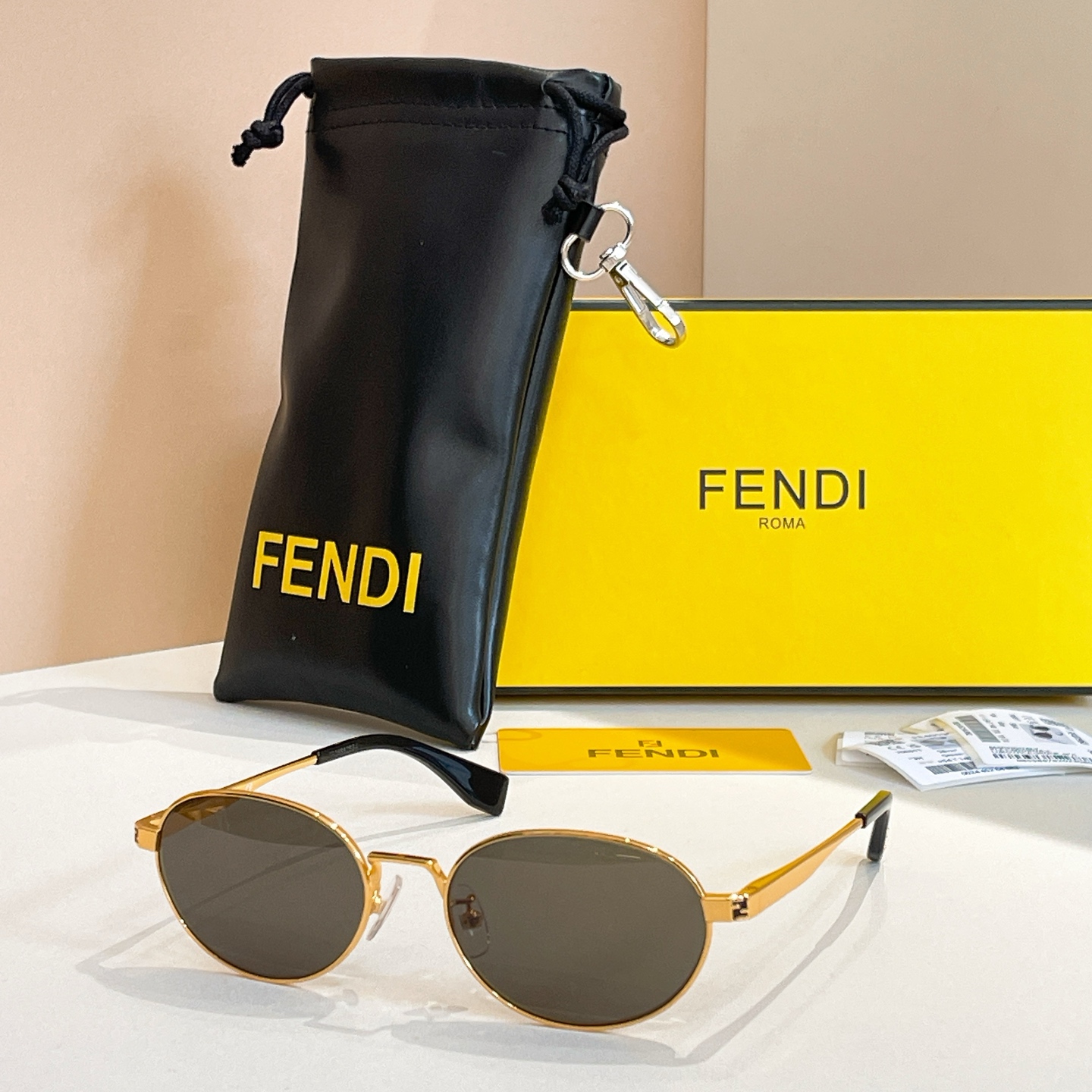 Fendi FE40196U Gold Frame Oval Sunglasses with Grey Gradient Lenses 6 i1756193112150 4739 0 5