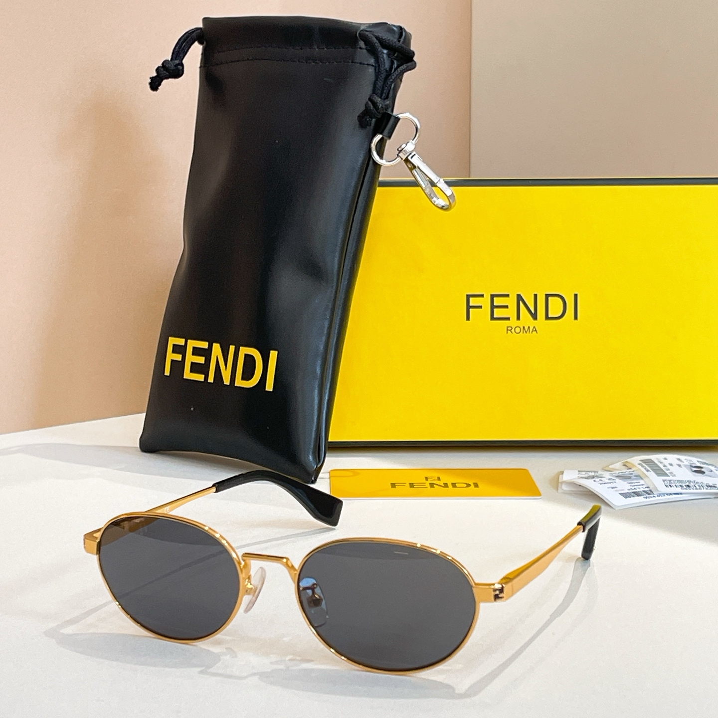 Fendi FE40196U Gold Frame Oval Sunglasses with Grey Gradient Lenses 4 i1756193118596 9487 0 3