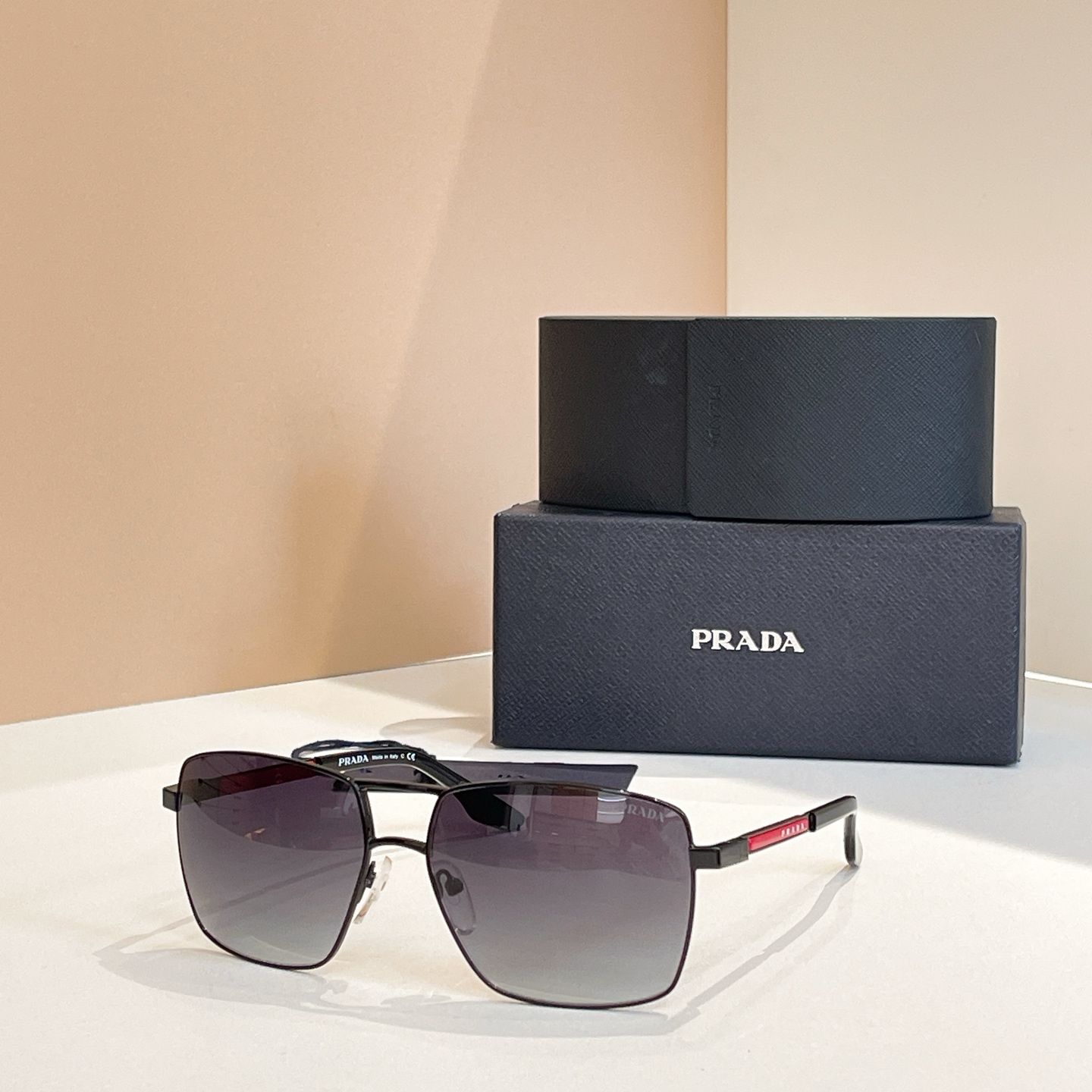 Prada SPR50W Square Sunglasses - Black Frame with Grey Gradient Lenses 2 i1756196975269 8843 0 0