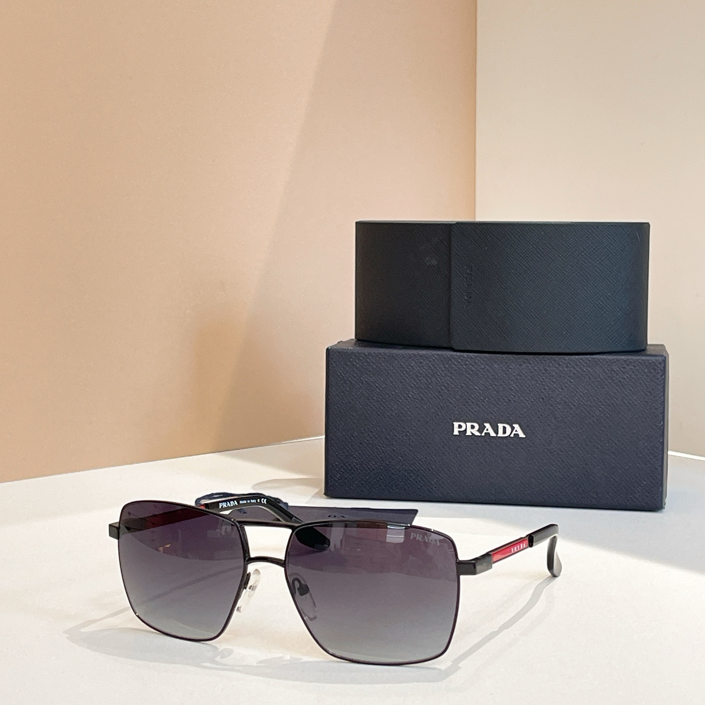 Prada SPR50W Square Sunglasses - Black Frame with Grey Gradient Lenses 5 i1756196996872 6452 0 3