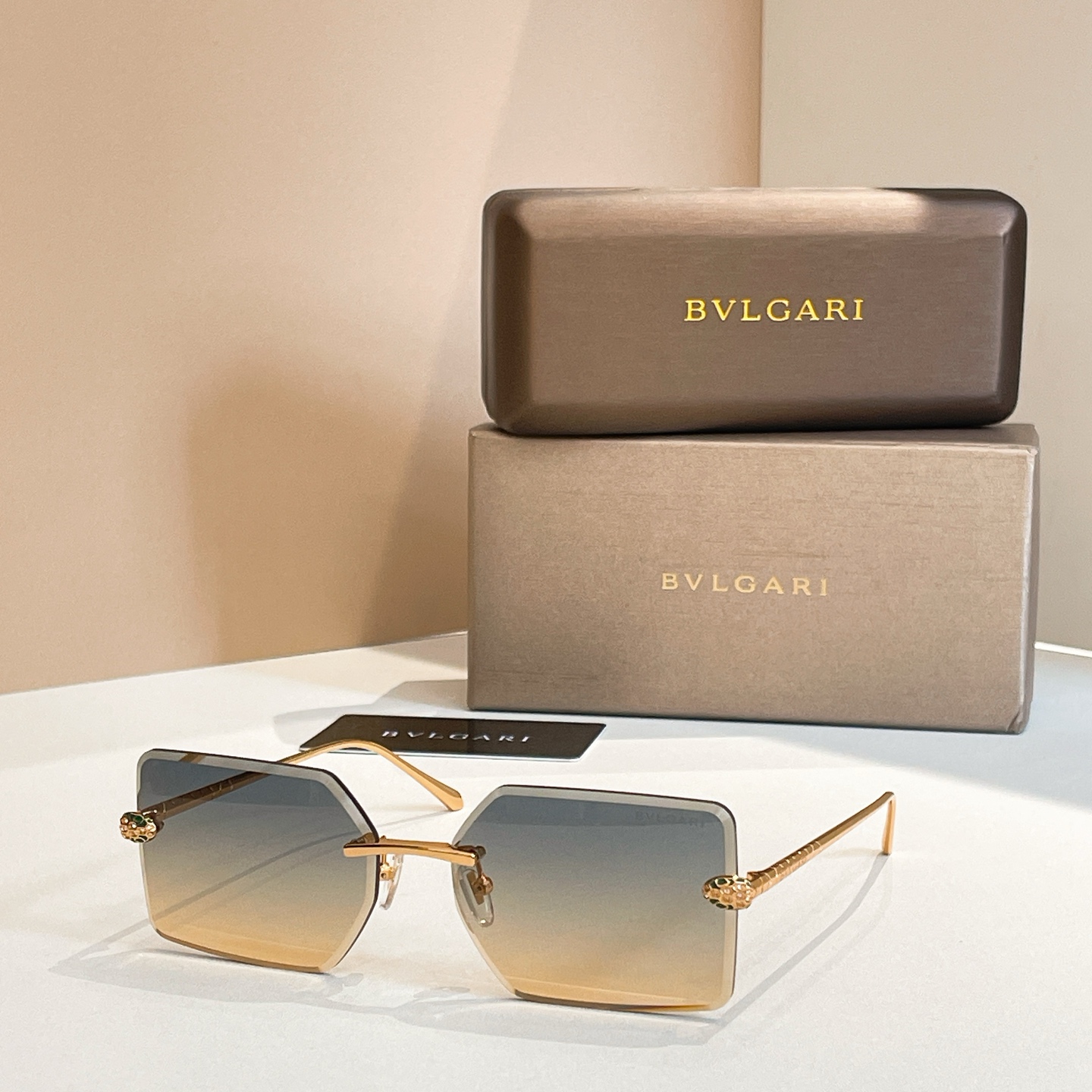 Bvlgari BV1428LU Rimless Sunglasses, Gray Lens, 60-16-136, Silver Frame 3 i1756279073381 8789 0 1
