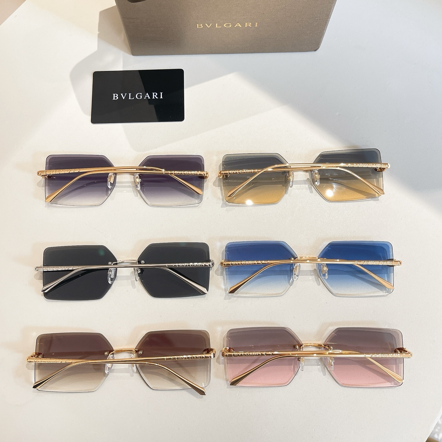 Bvlgari BV1428LU Rimless Sunglasses, Gray Lens, 60-16-136, Silver Frame 10 i1756279089015 7418 0 8