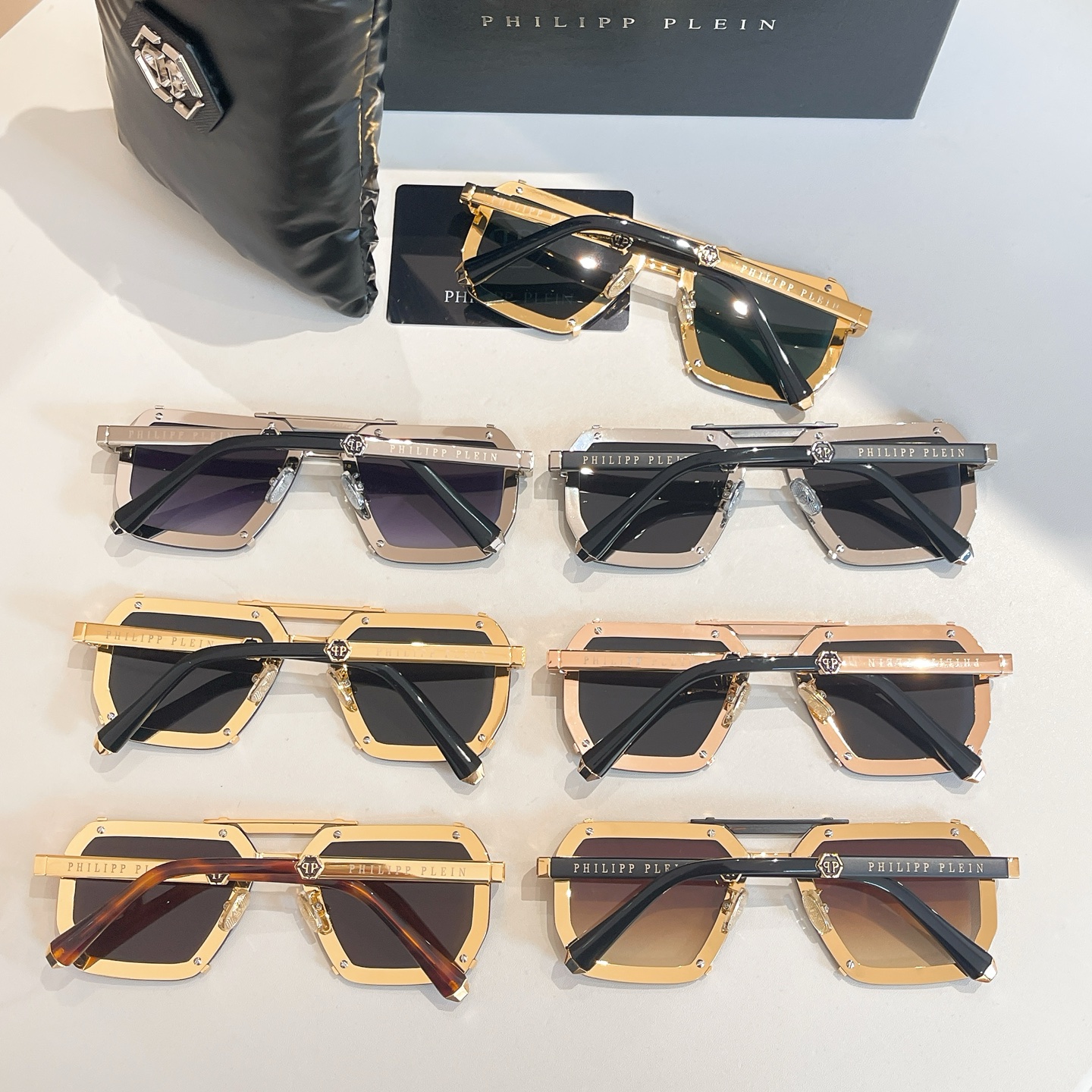 Philipp Plein SPP412 Sunglasses - Gold & Black Frame with Green Lens 8 i1756279321625 7877 0 7