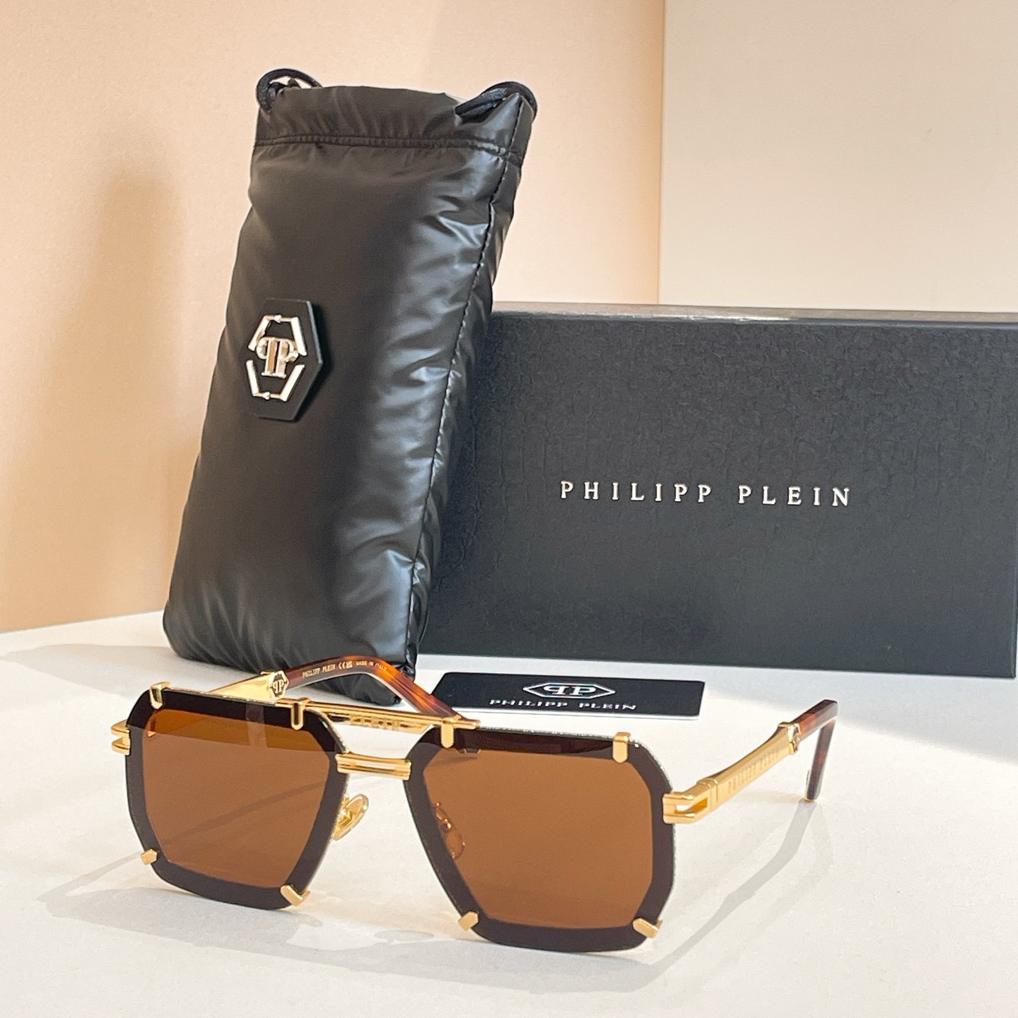 Philipp Plein SPP412 Sunglasses - Gold & Black Frame with Green Lens 3 i1756279325885 3455 0 2
