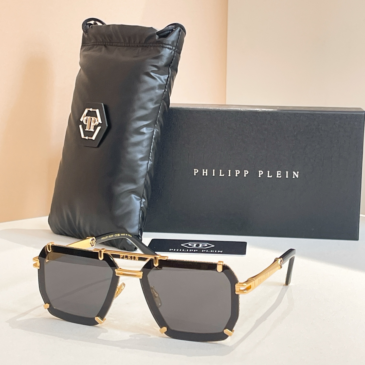 Philipp Plein SPP412 Sunglasses - Gold & Black Frame with Green Lens 2 i1756279325905 947 0 1