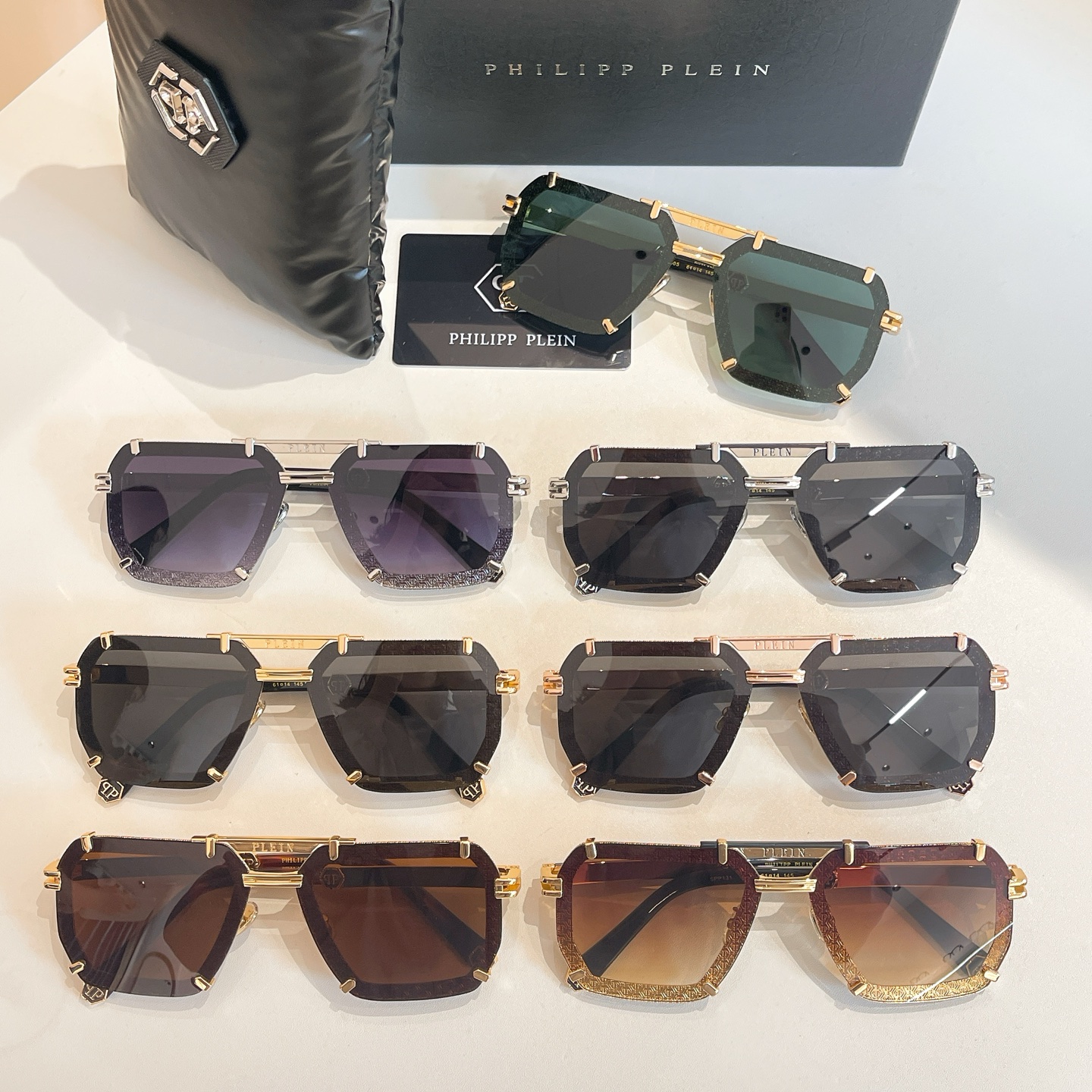 Philipp Plein SPP412 Sunglasses - Gold & Black Frame with Green Lens 9 i1756279325939 8002 0 8