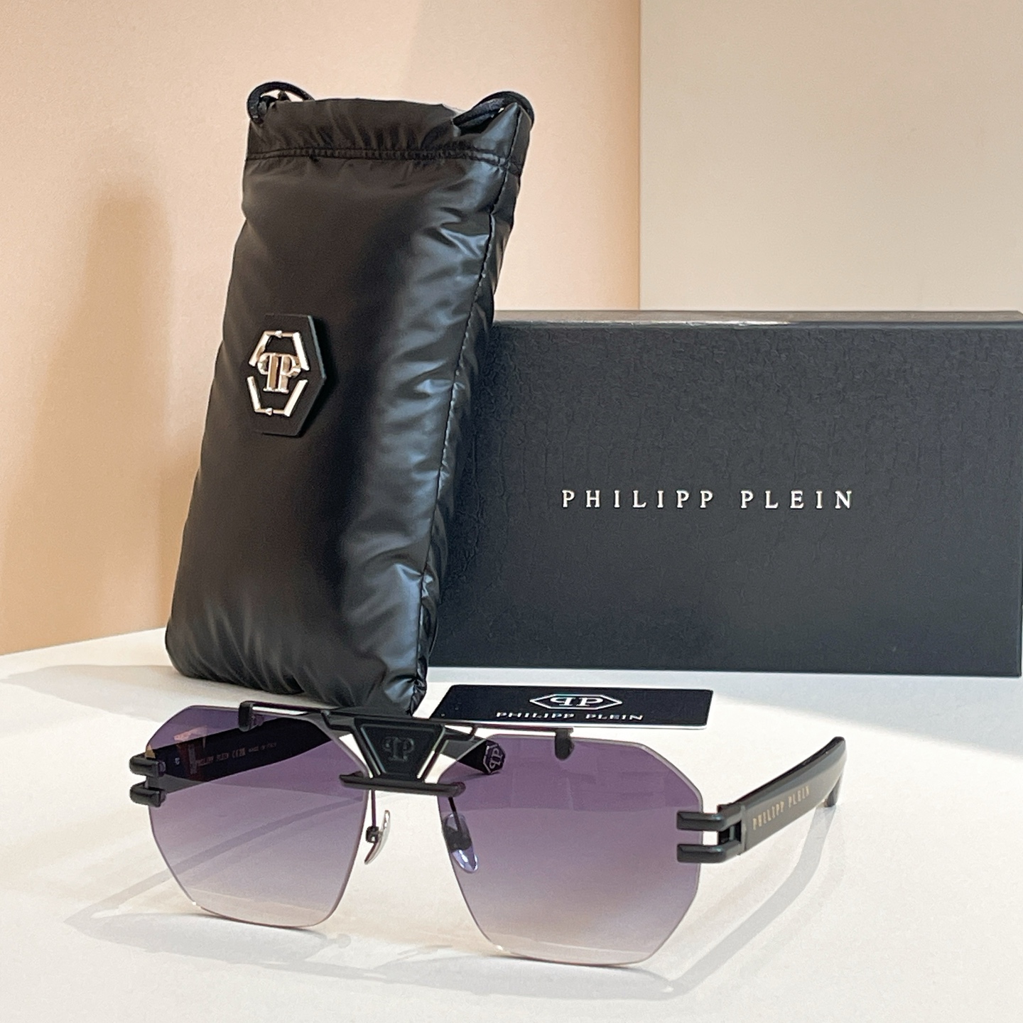 Philipp Plein SPP412 Rimless Sunglasses | Purple Lens, Silver Frame, Model: SPP412 6 i1756280078673 6042 0 5