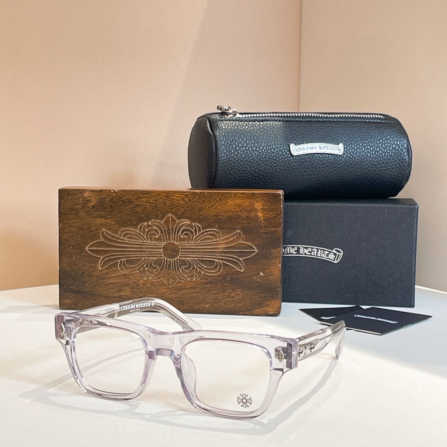 Chrome Hearts Lunettes carrées en acétate transparent