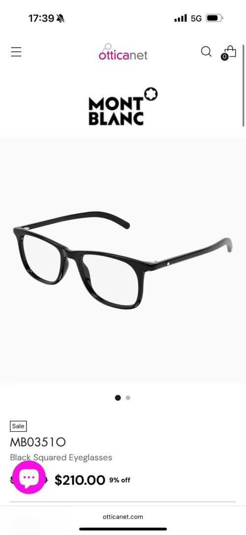 Montblanc MB0351O Black Squared Eyeglasses - Size 5219-145 1 Montblanc MB0351O Black Squared Eyeglasses - Size 5219-145
