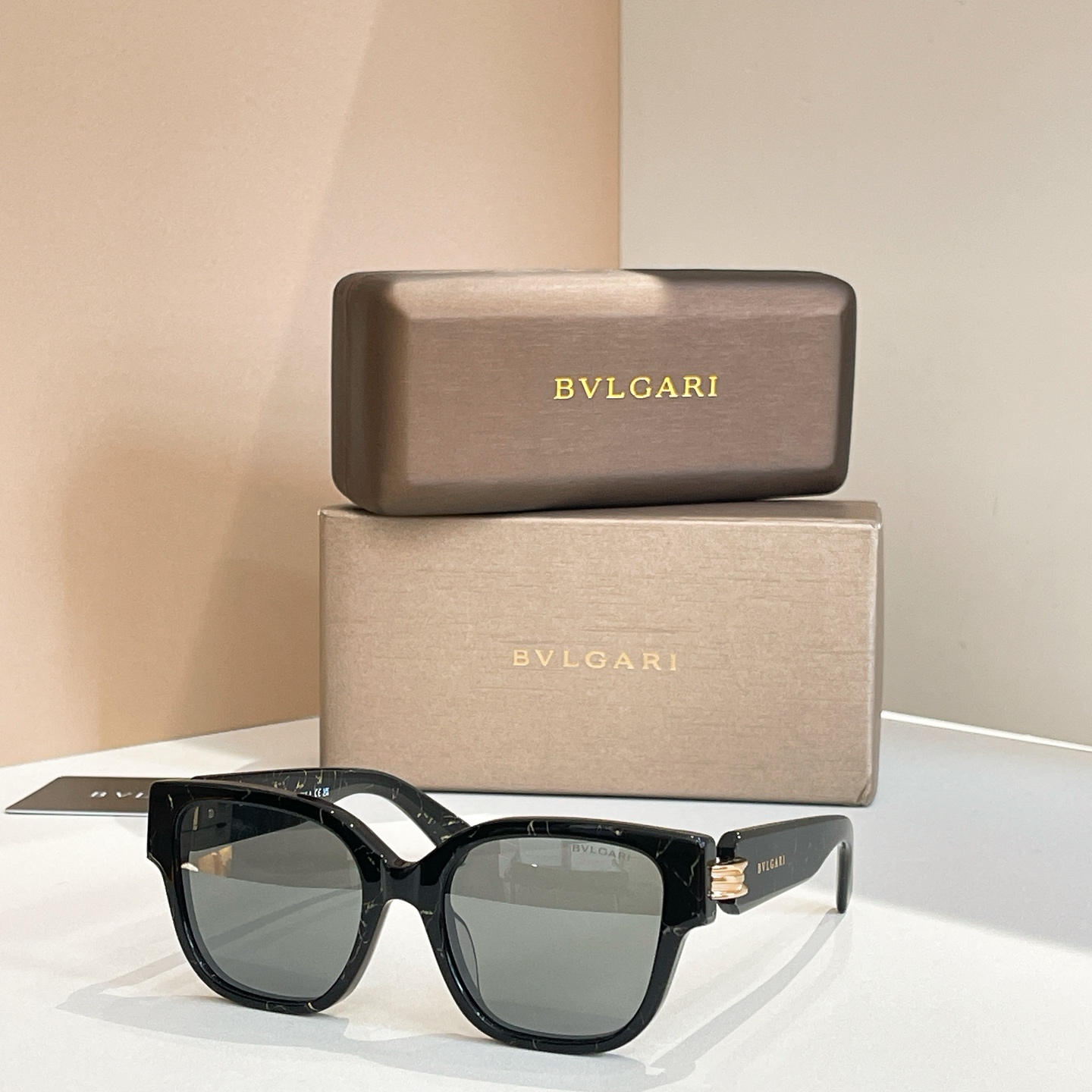 BVLGARI Sunglasses Acetate Square Black