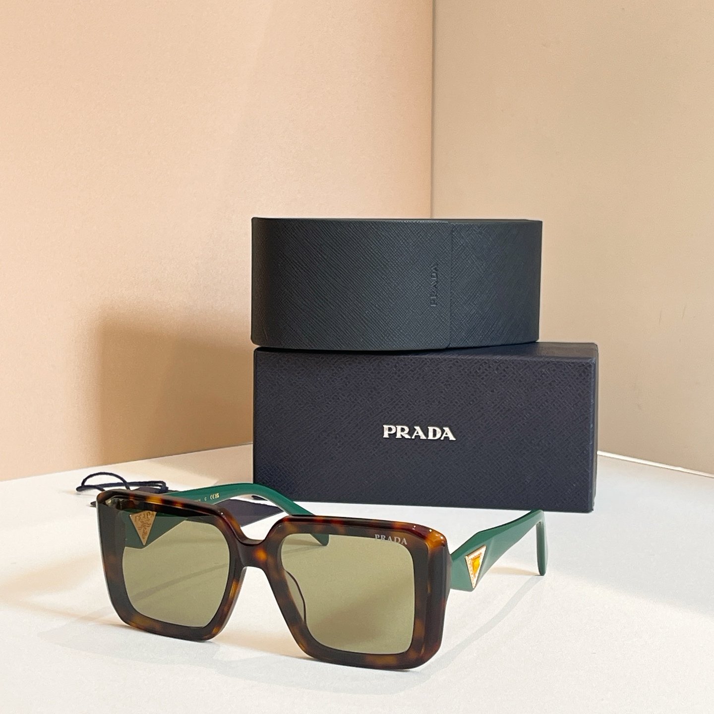 PRADA Sunglasses Acetate Square Tortoiseshell