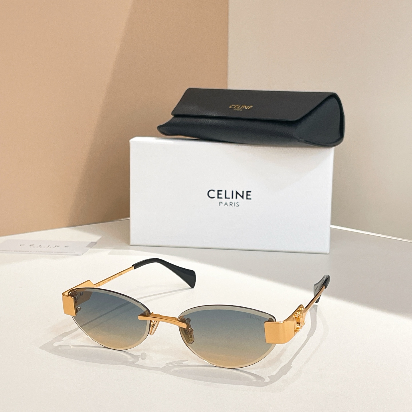 CELINE Sunglasses Metal Rimless Oval