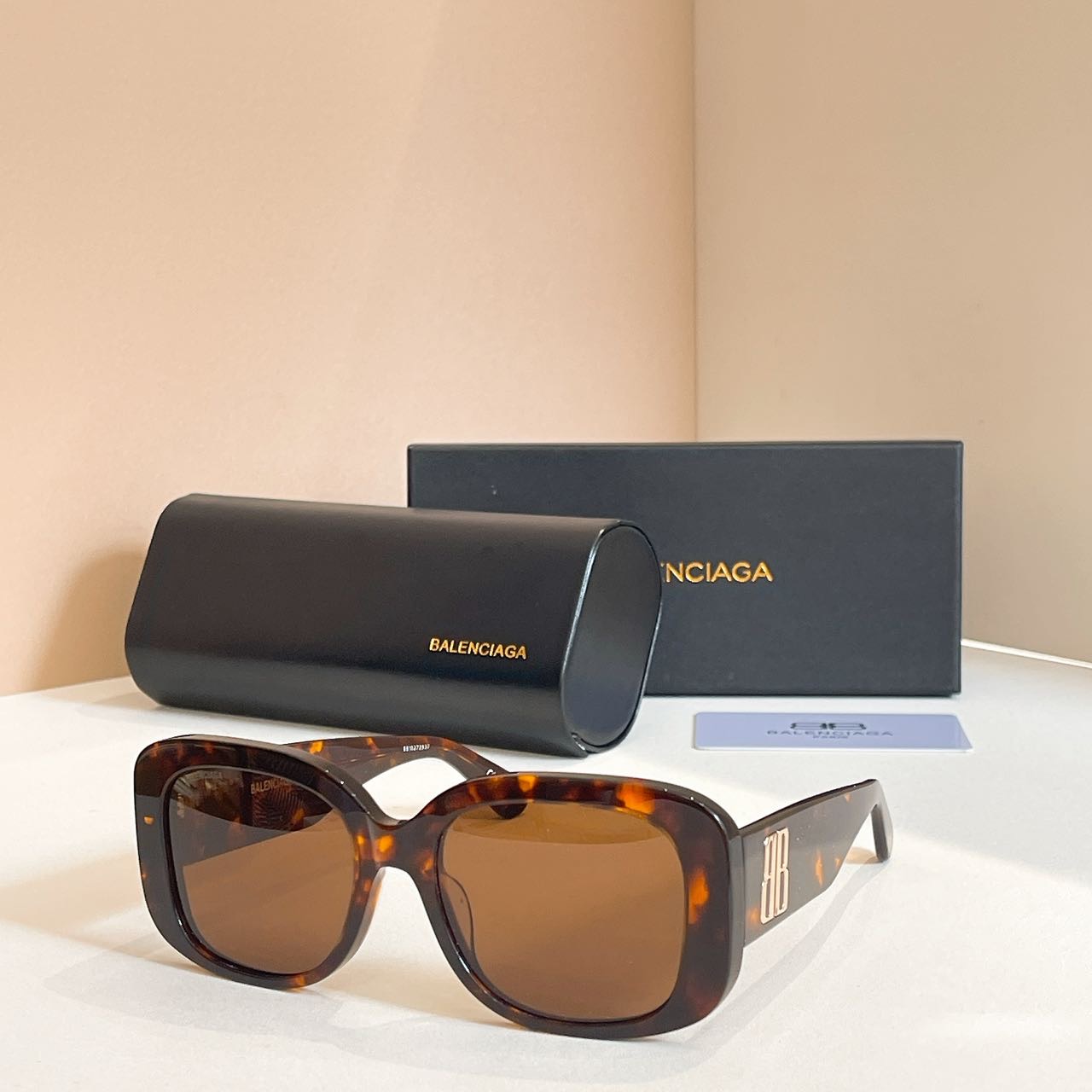 Balenciaga Sunglasses Acetate Square Tortoiseshell