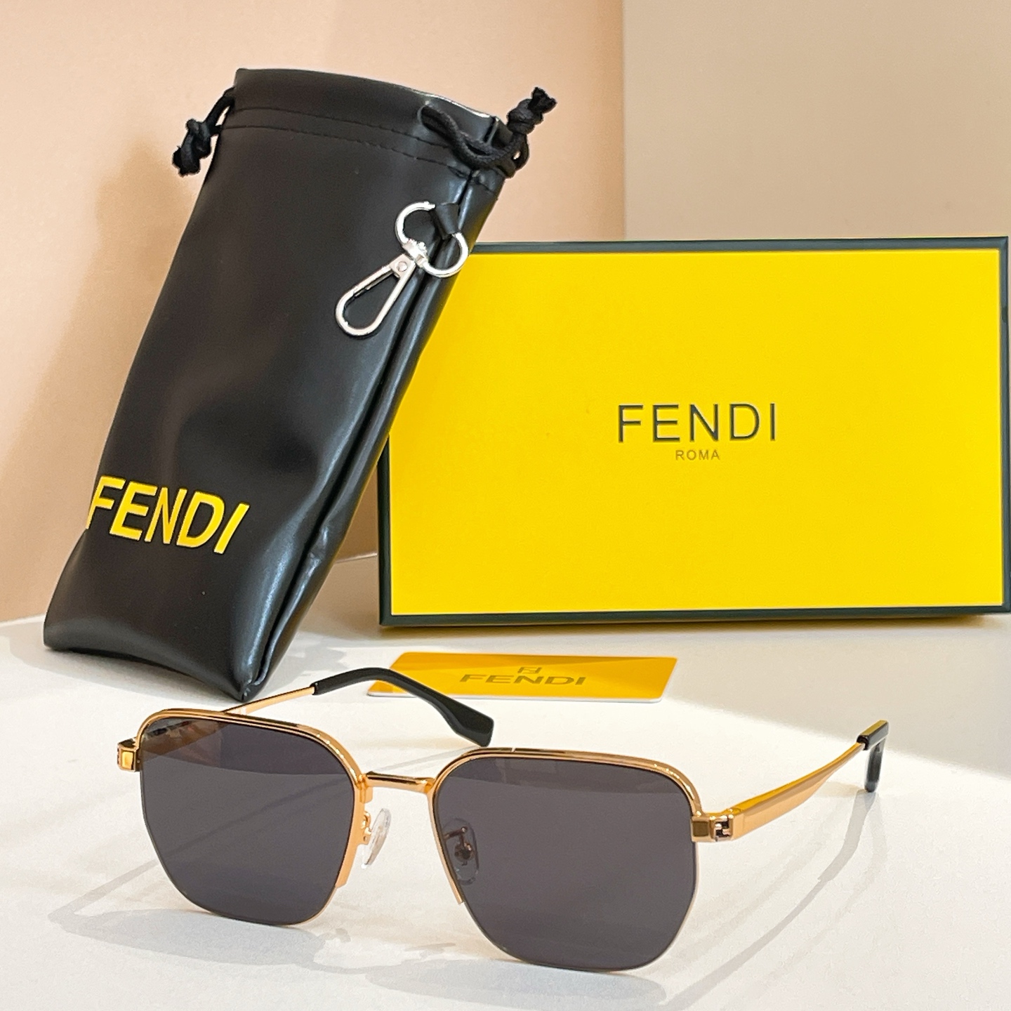 FENDI Sunglasses Metal Square