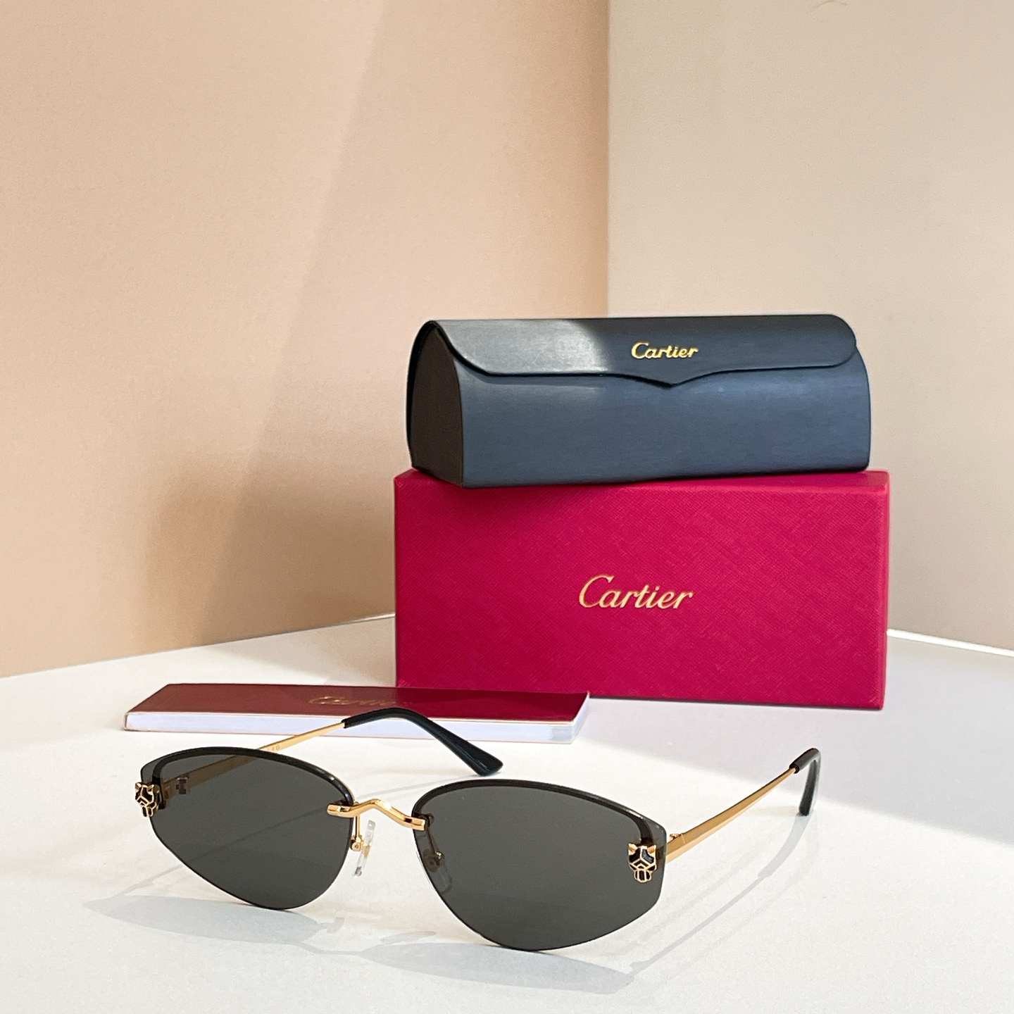 Cartier Sunglasses Metal Rimless Cat Eye