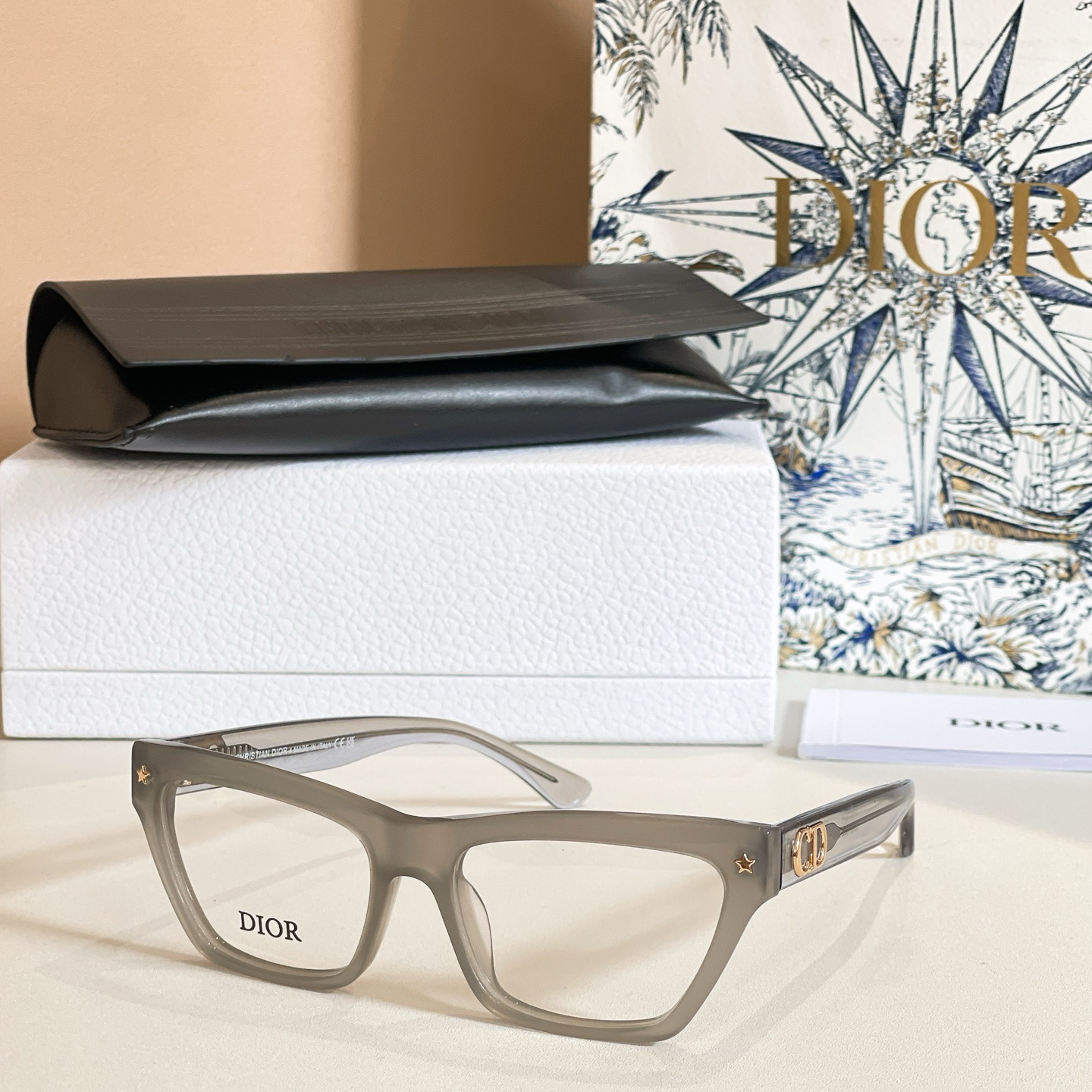 DIOR Eyewear Acetate Rectangular Gray