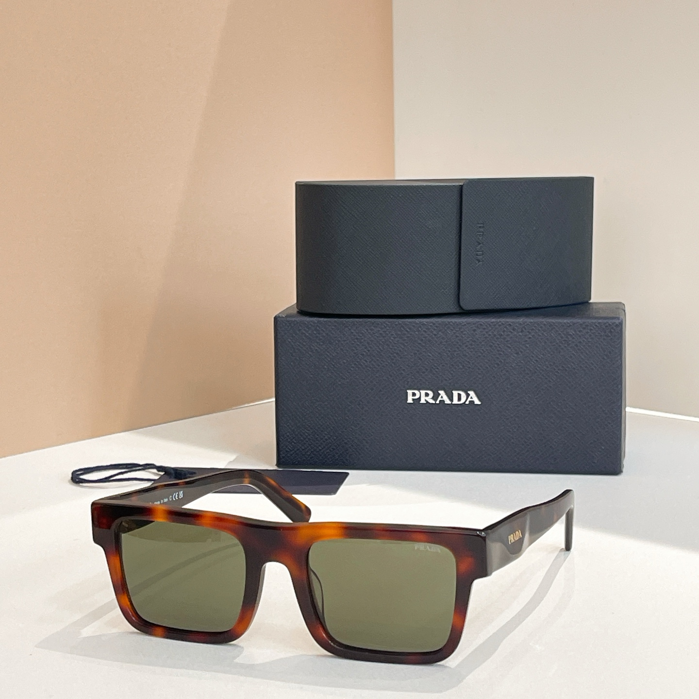 PRADA Sunglasses Acetate Square Tortoiseshell