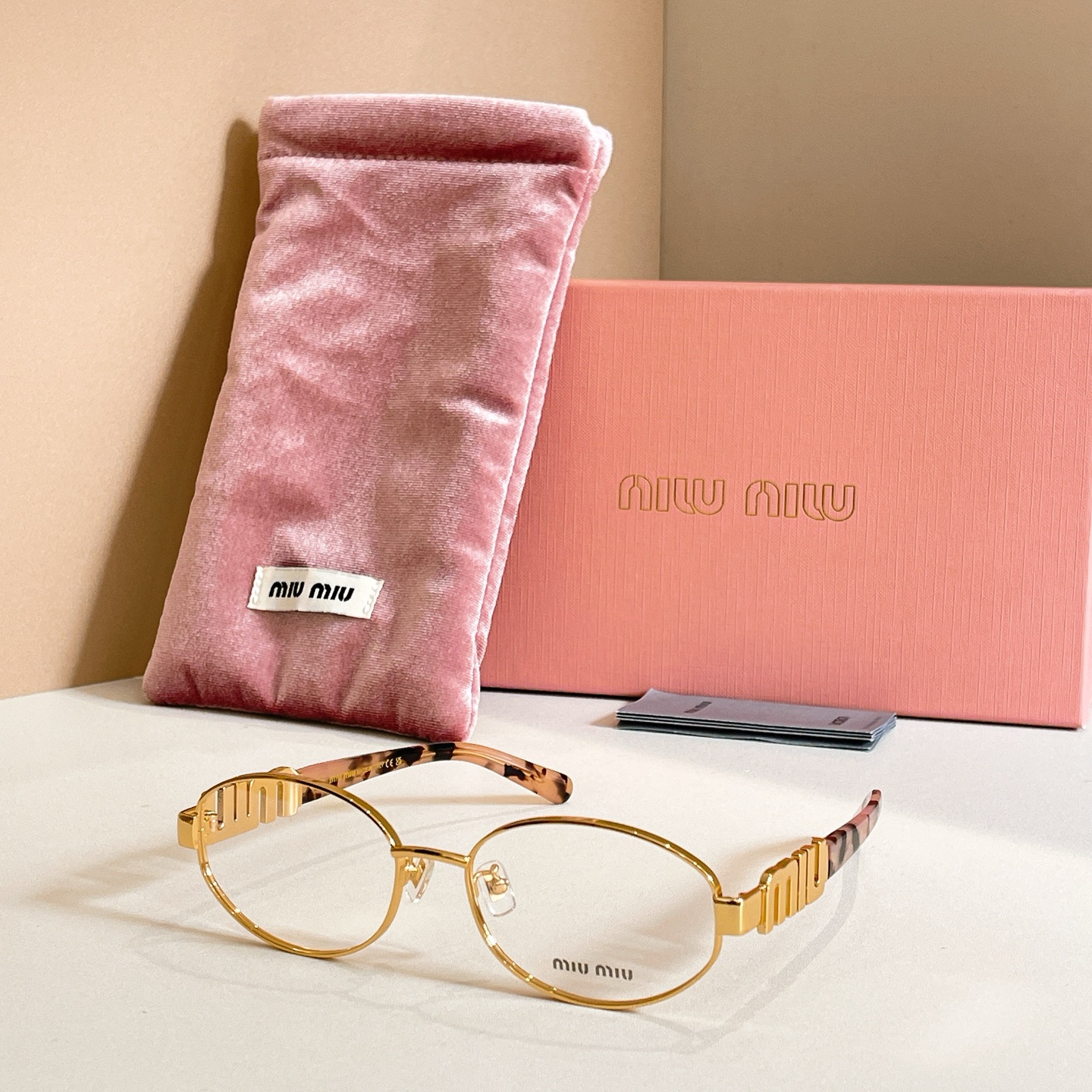 MIUMIU Optical Glasses Metal Oval Tortoiseshell