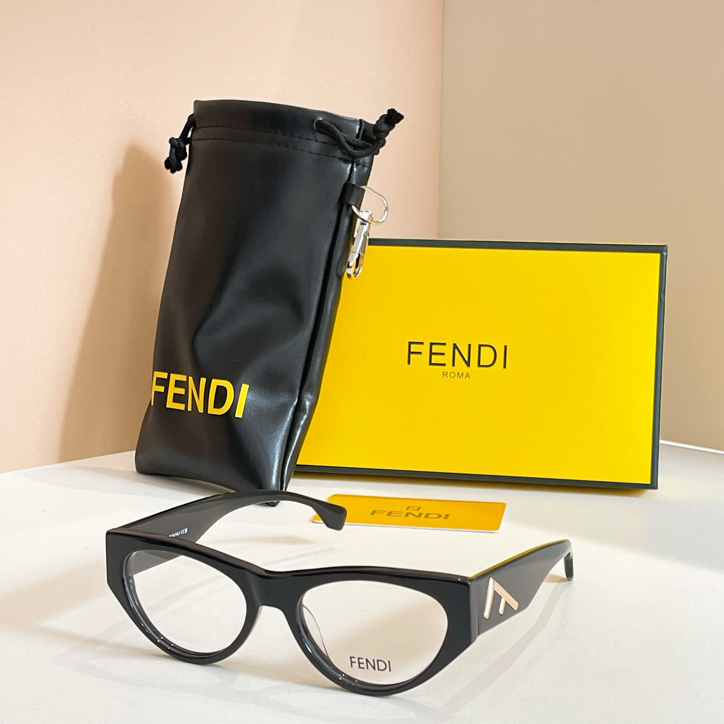 FENDI Optical Glasses Black Acetate Cat Eye