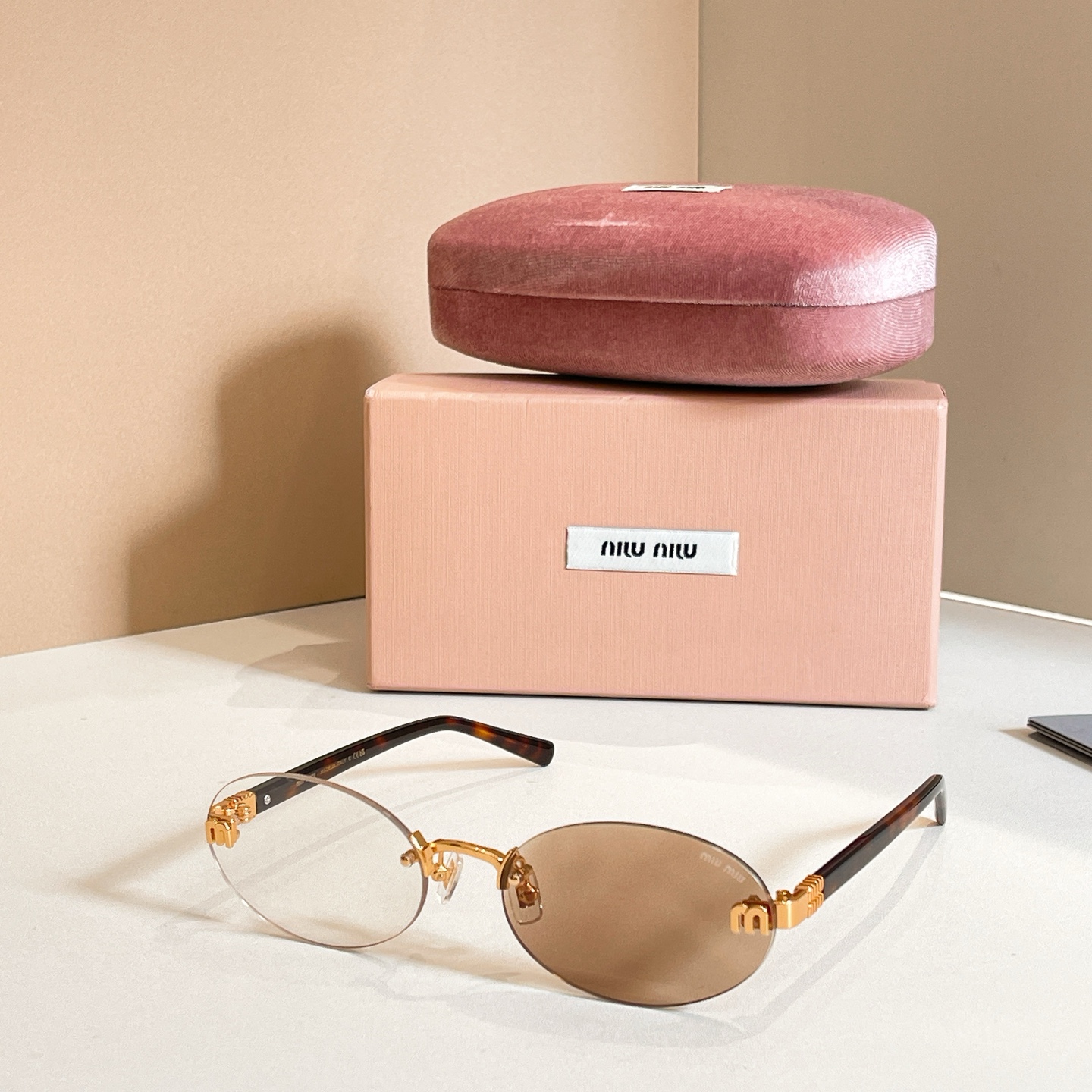 MIUMIU MU 162AV металлические безрамочные овальные очки