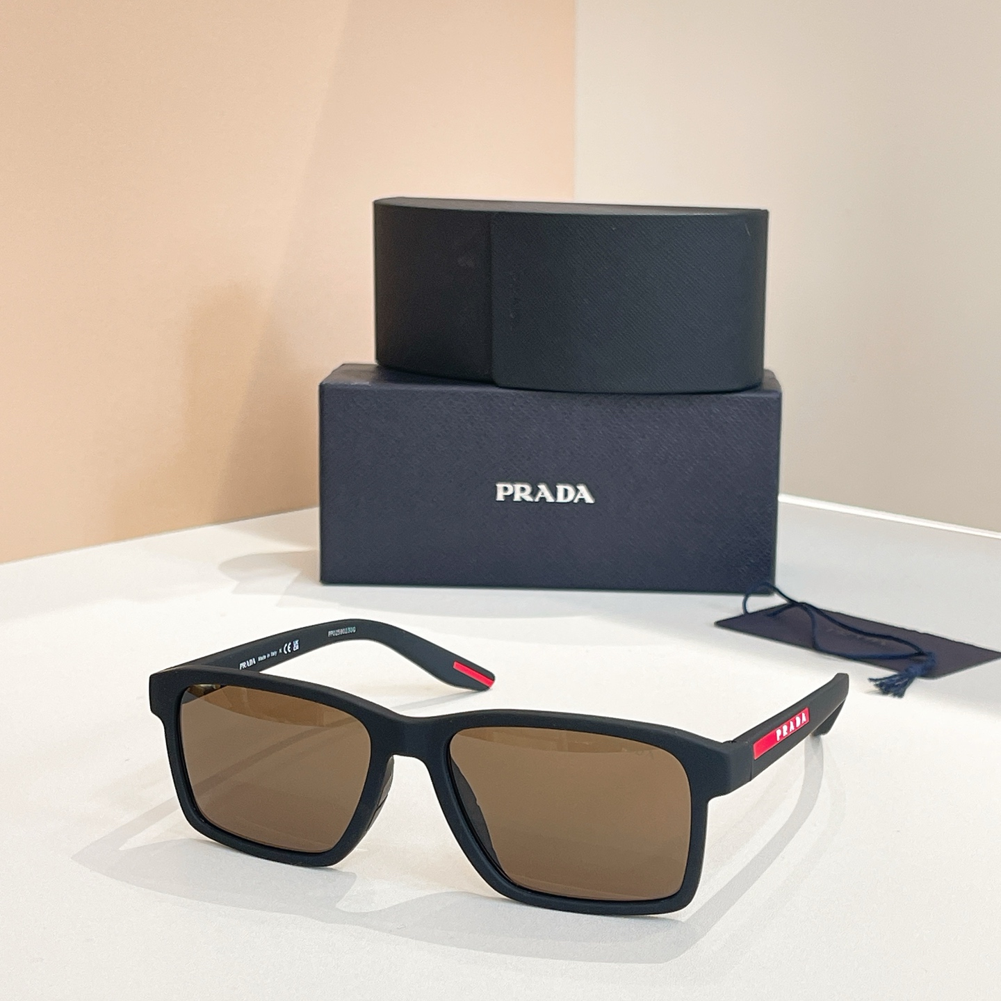 PRADA Sunglasses SPR 05Y-F Black Acetate Square